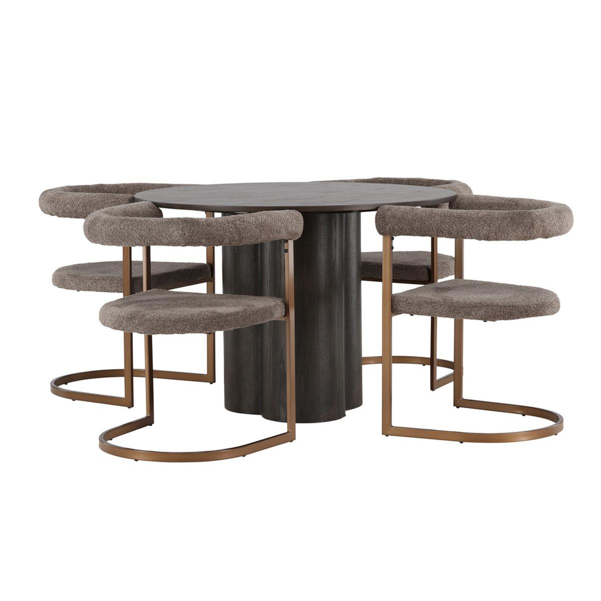 Paris Prix Ensemble table à manger & 4 chaises  olivia & morning  110cm moka & marron