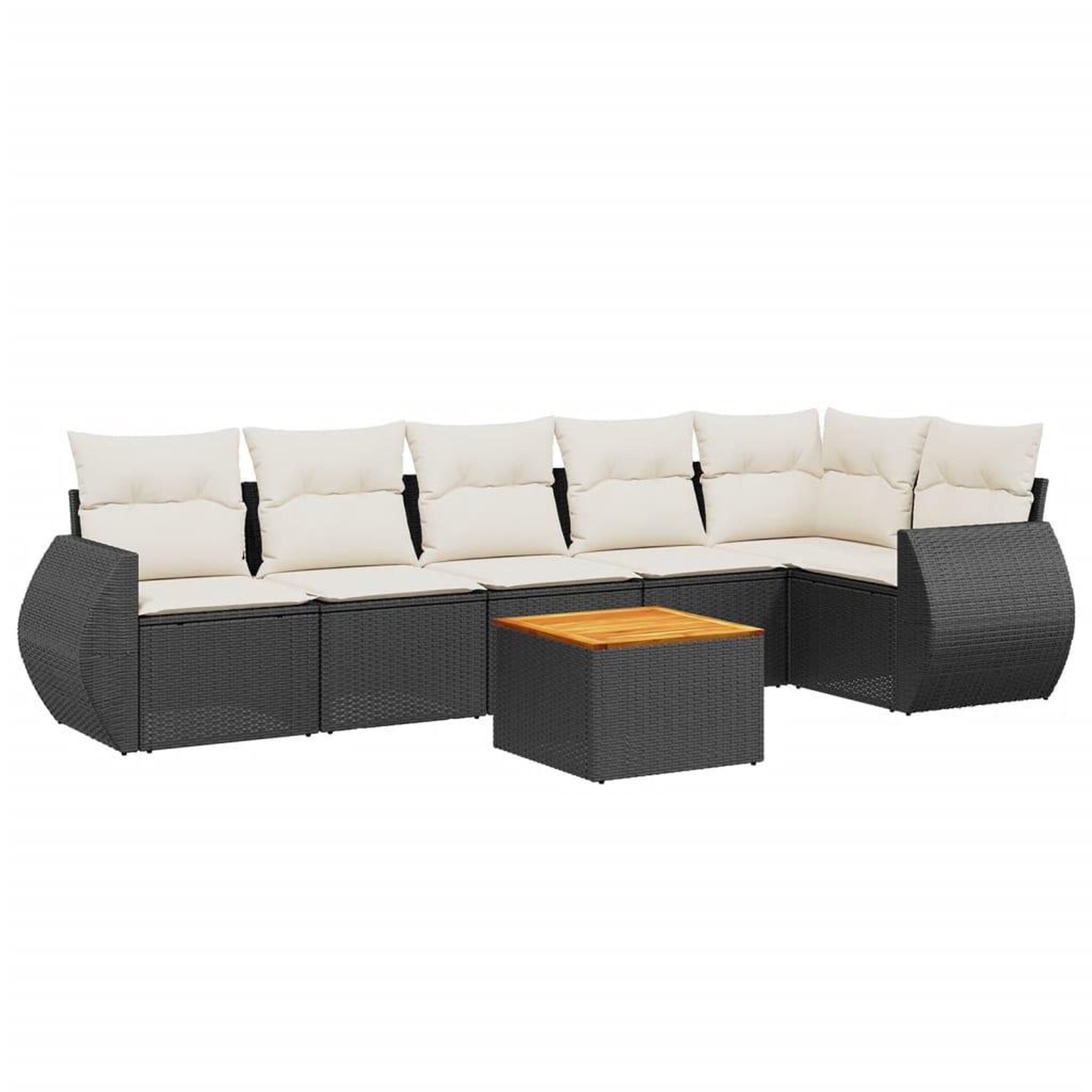 Voir la diapositive 2 : VIDAXL Salon de jardin 7 pcs avec coussins noir resine tressee