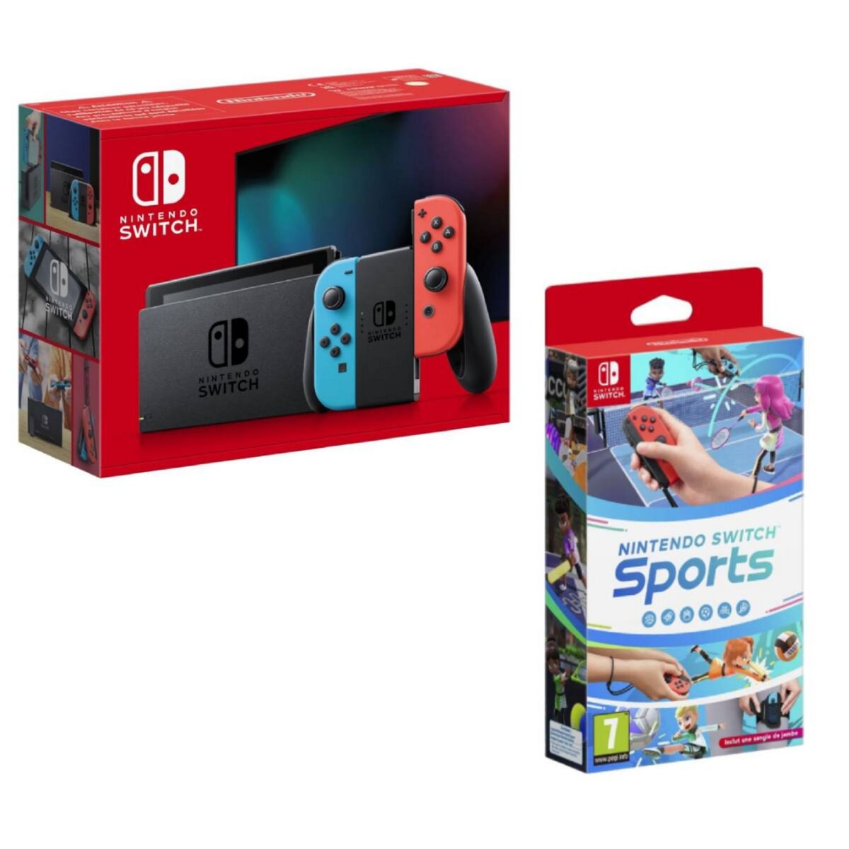 NINTENDO Console Nintendo Switch 1.2 Neon Rouge et Bleu + Nintendo Switch Sports