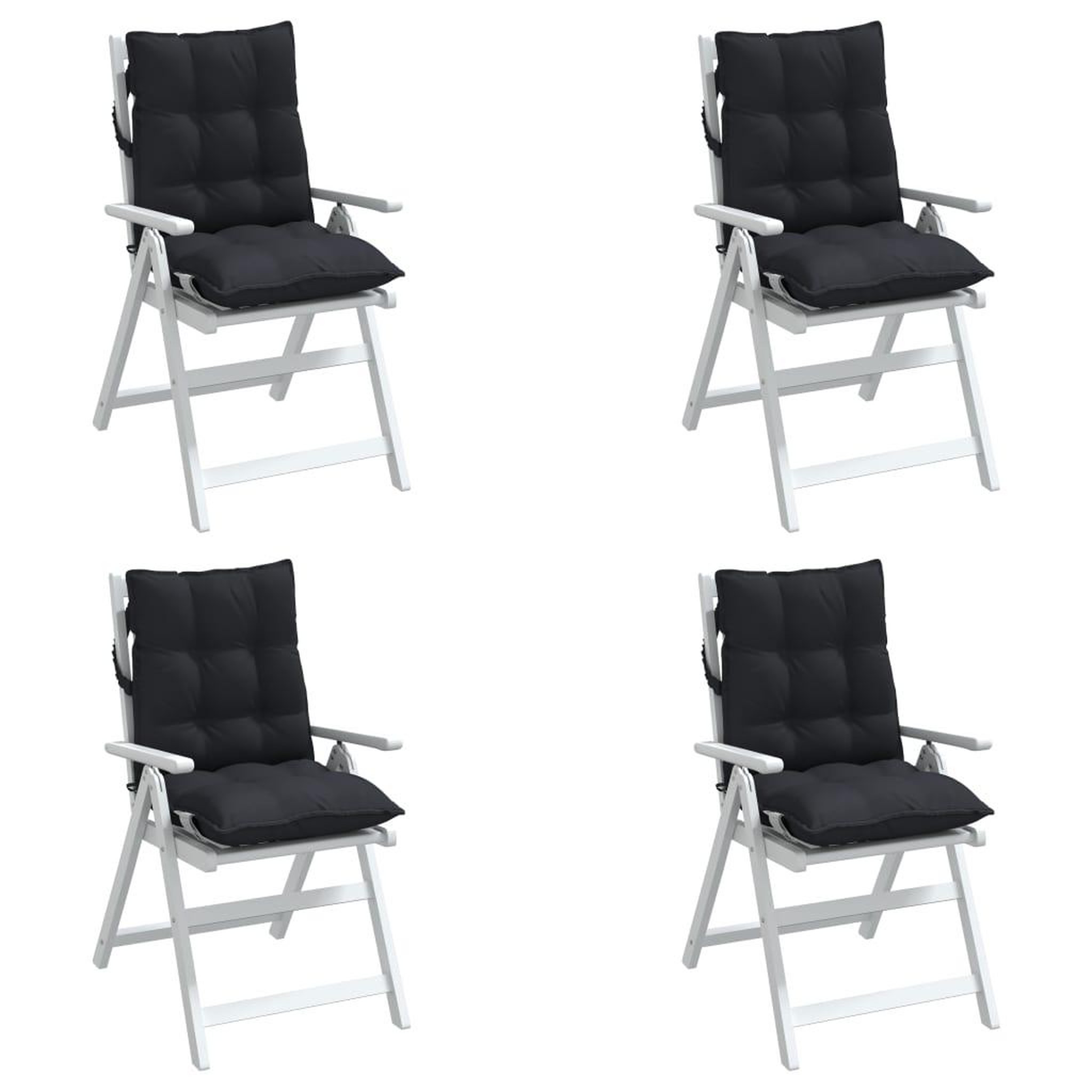 Voir la diapositive 4 : VIDAXL Coussins de chaise a dossier bas lot de 4 noir tissu oxford