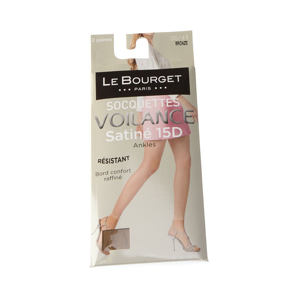 Le Bourget Bas socquettes - Lot de 2 - Infilable - Invisible - Satiné - Voilance