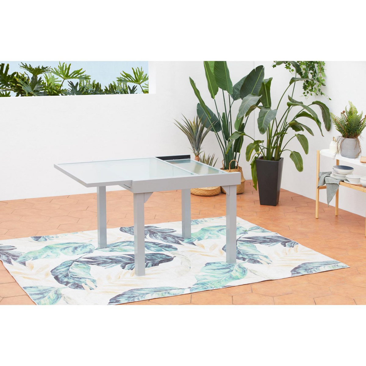 CONCEPT USINE Table de jardin extensible 8 places et 8 chaises MOLVINA