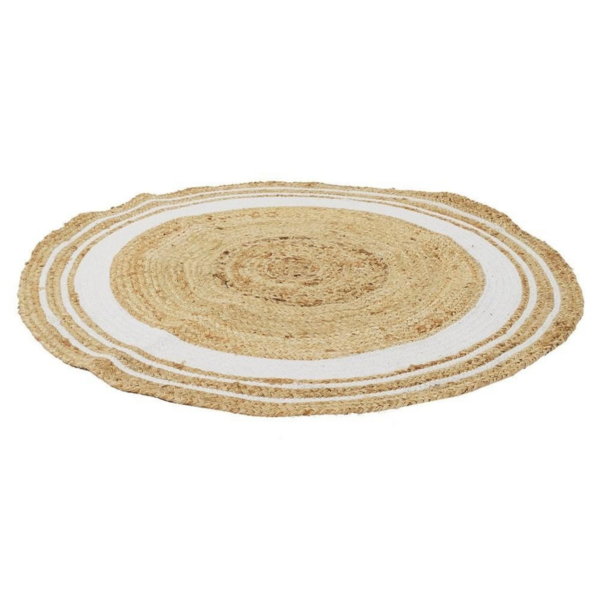 The Home Deco Factory Tapis rond jute coton blanc D90
