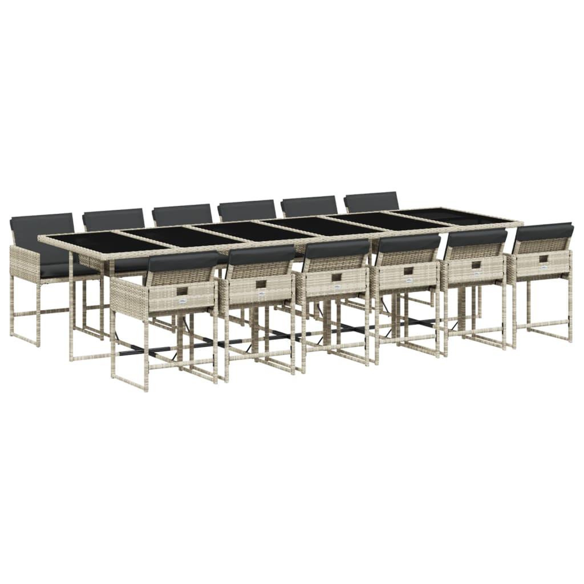 Voir la diapositive 2 : VIDAXL Ensemble a manger de jardin et coussins 13 pcs gris clair rotin