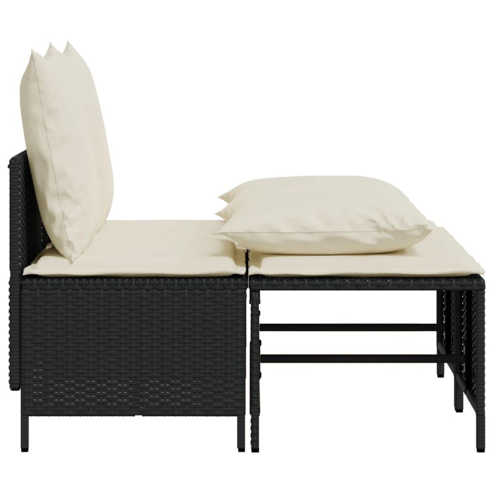 Voir la diapositive 4 : VIDAXL Salon de jardin 4 pcs avec coussins noir resine tressee