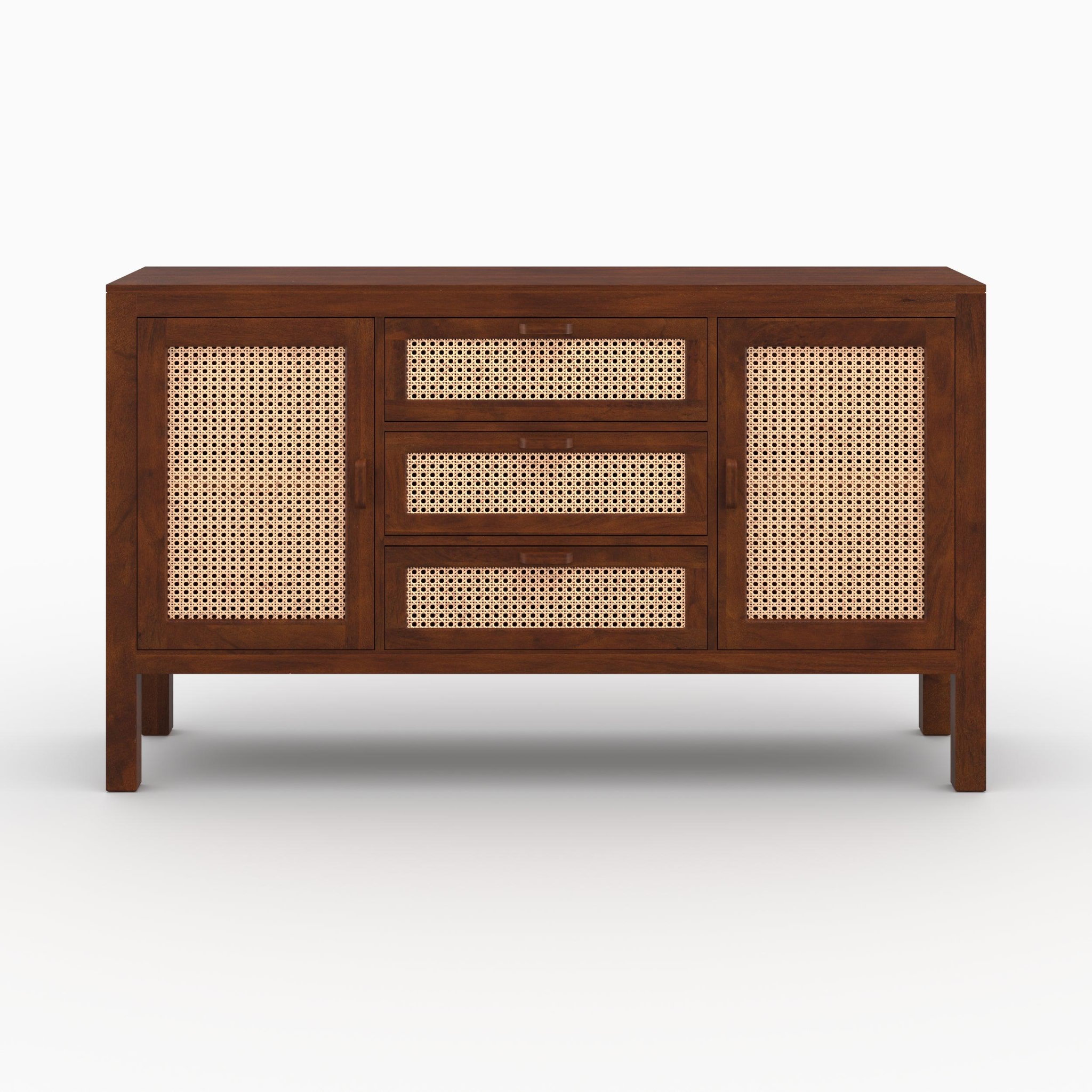 MAISON PAVANE Buffet en bois de manguier et cannage-Tiki