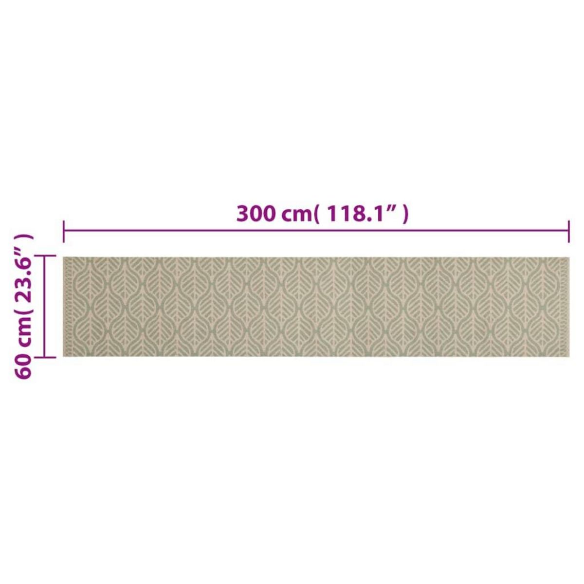 VIDAXL Tapis de cuisine lavable impression feuilles 60x300 cm velours