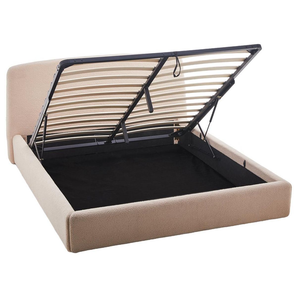 BEST MOBILIER Juliette - lit coffre - 160x200 cm - en tissu bouclette