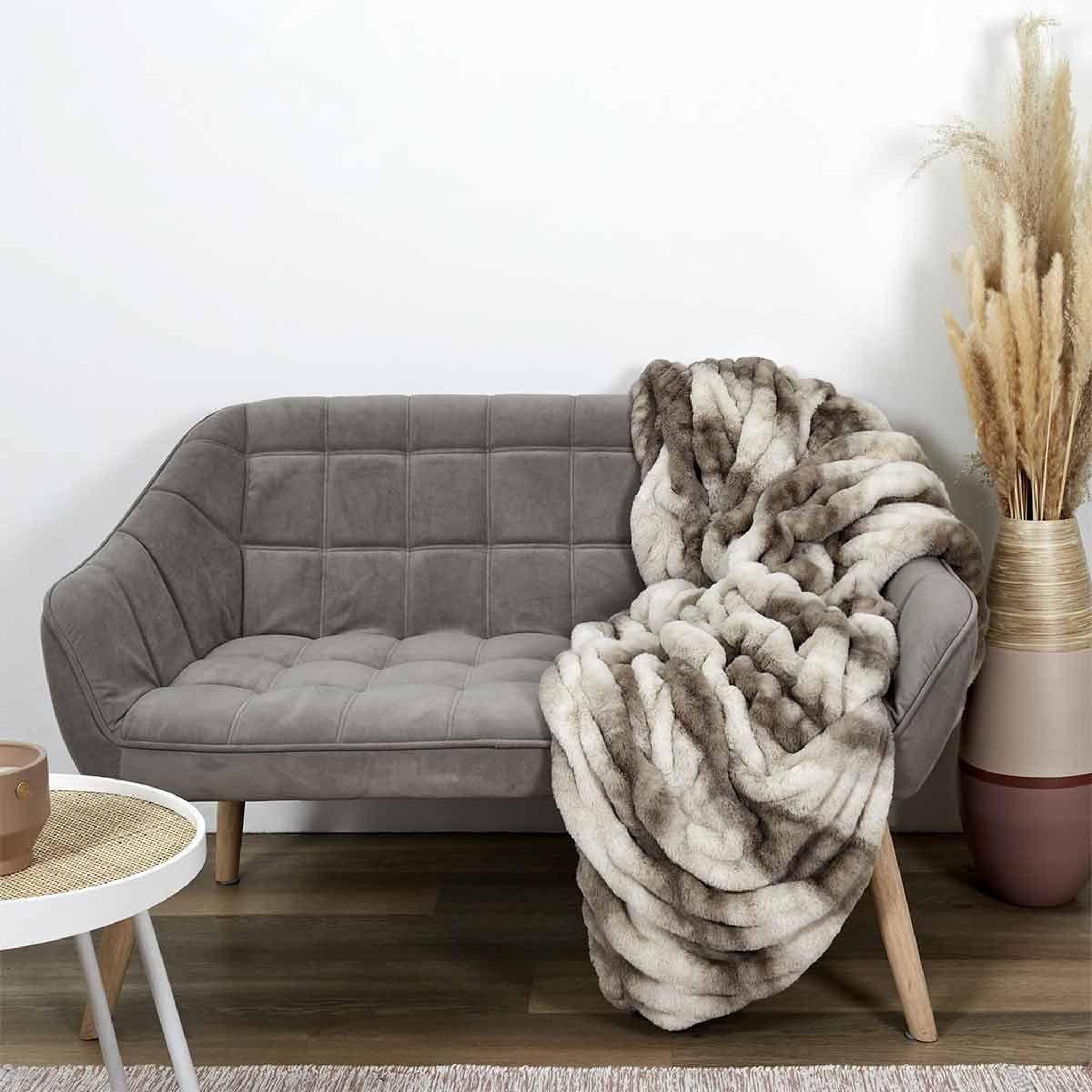 Voir la diapositive 5 : The Home Deco Factory Plaid imitation fourrure  luxury  140x200cm naturel