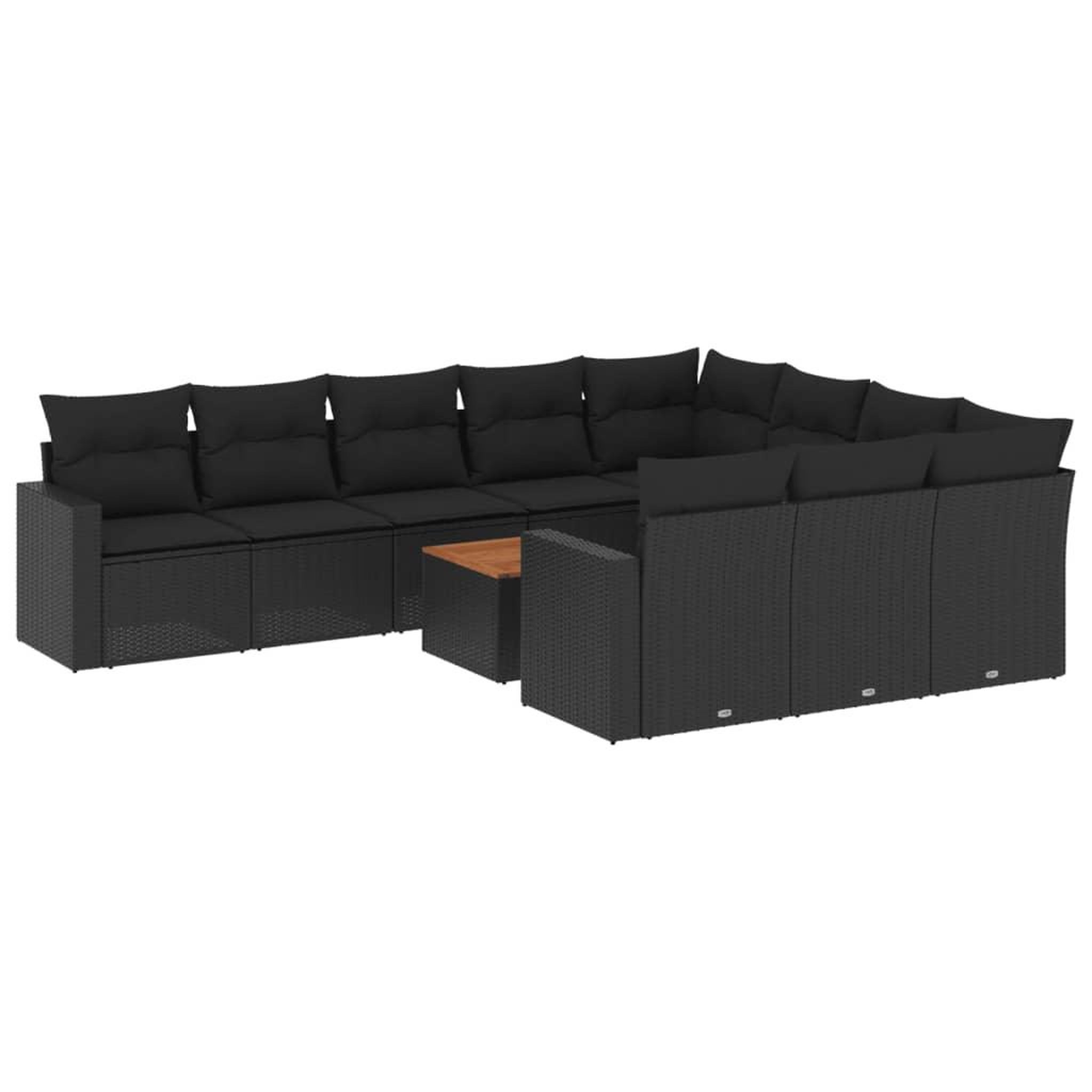 Voir la diapositive 2 : VIDAXL Salon de jardin 11 pcs avec coussins noir resine tressee