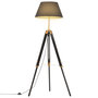 Voir la diapositive 1 : VIDAXL Lampadaire a trepied Noir et dore Bois de teck massif 141 cm