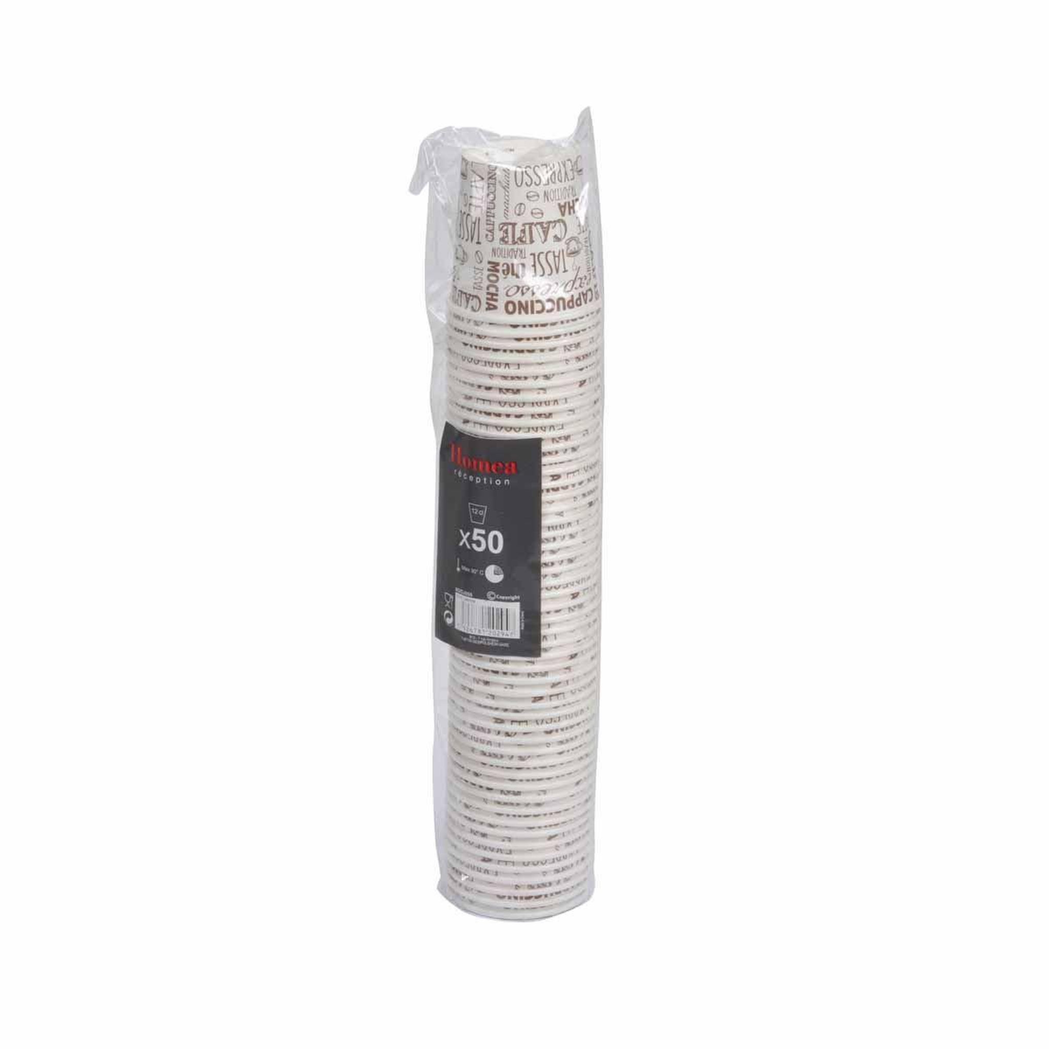 Voir la diapositive 2 : HOMEA Lot de 50 gobelets en carton  expresso  12cl blanc