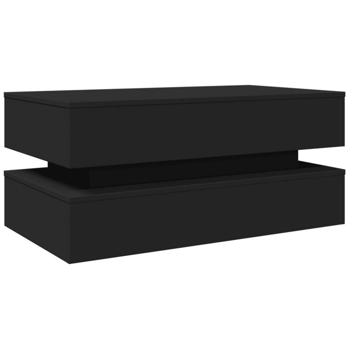 VIDAXL Table basse avec lumieres LED noir 90x50x40 cm