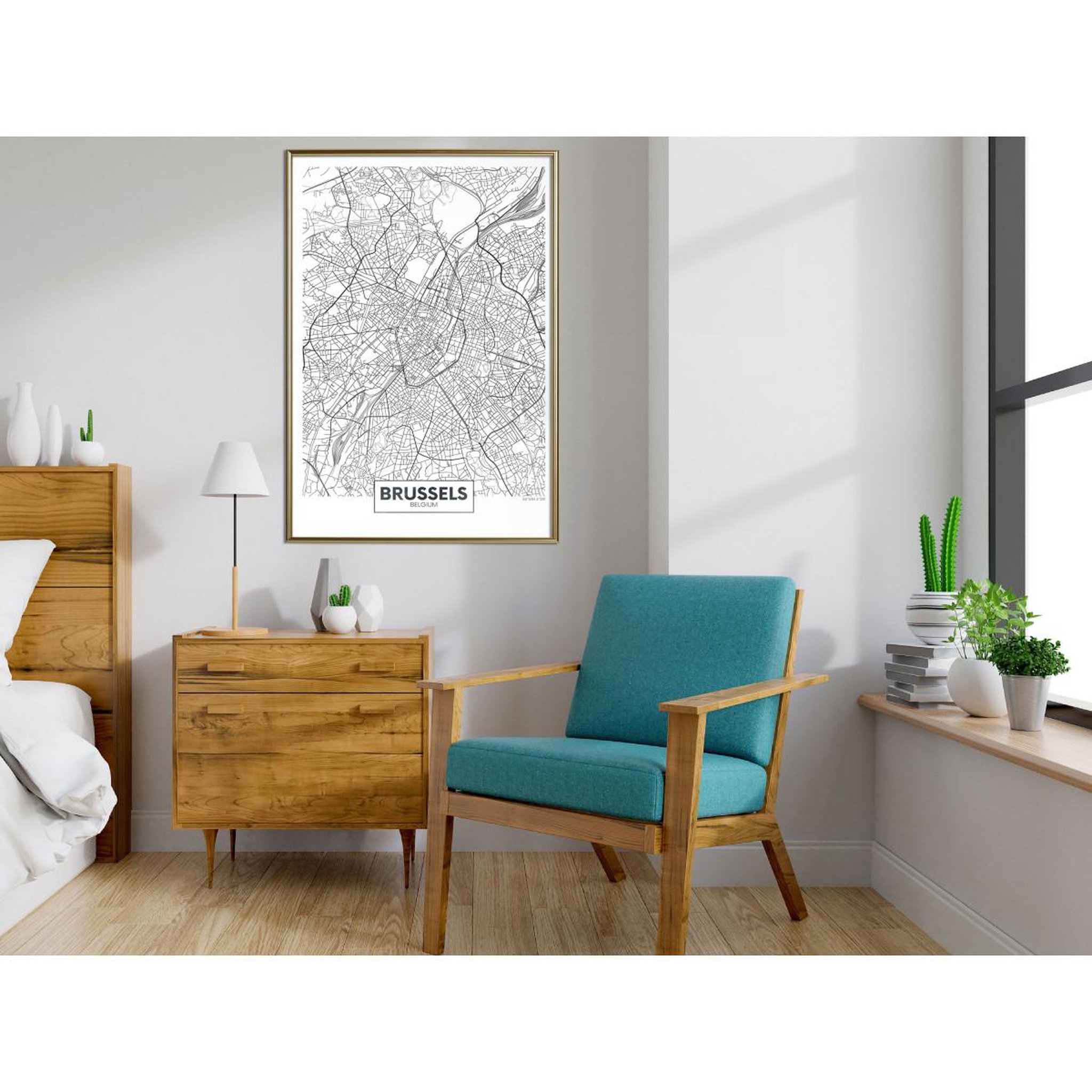 Voir la diapositive 2 : Paris Prix Affiche Murale Encadrée  City map Brussels