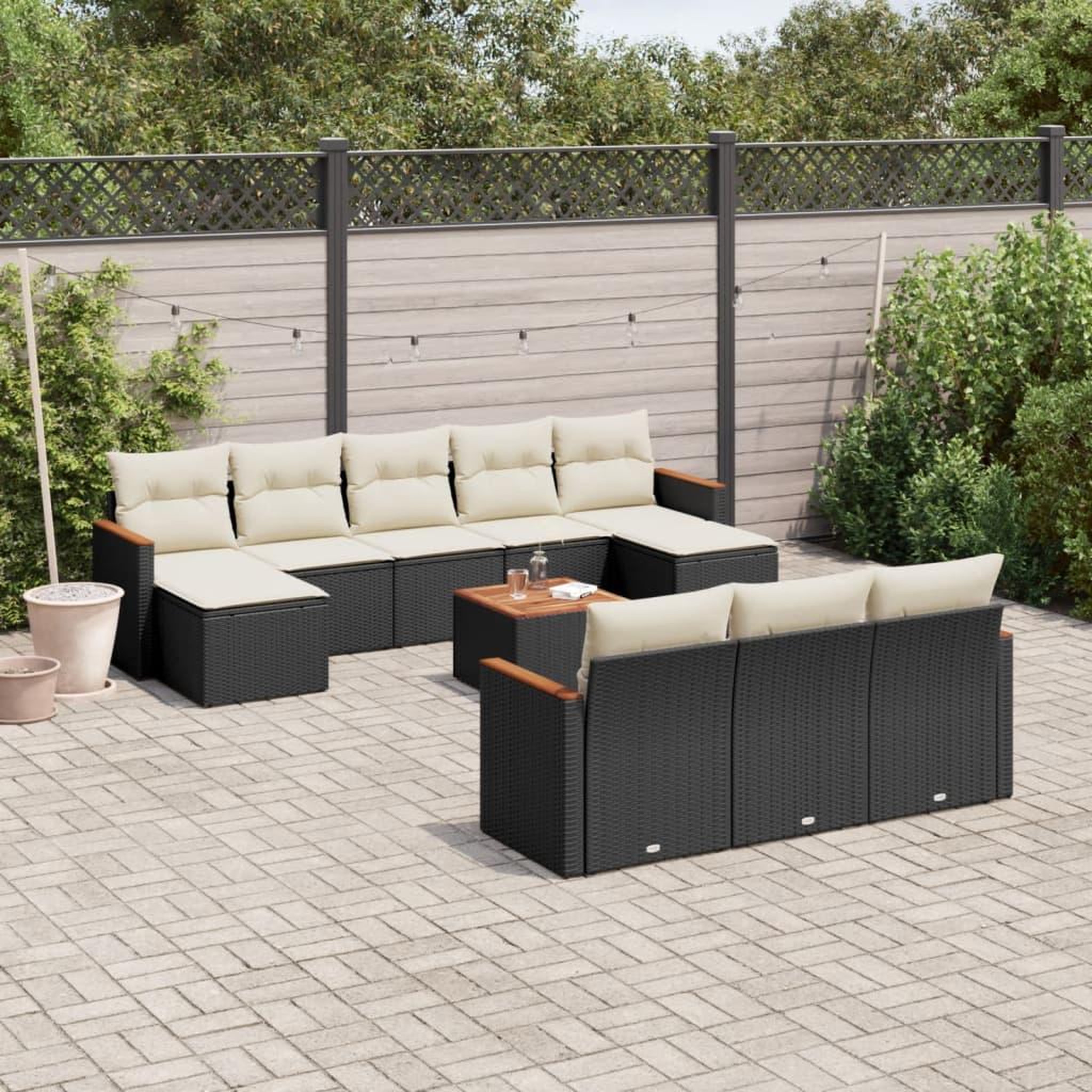 VIDAXL Salon de jardin 11 pcs avec coussins noir resine tressee