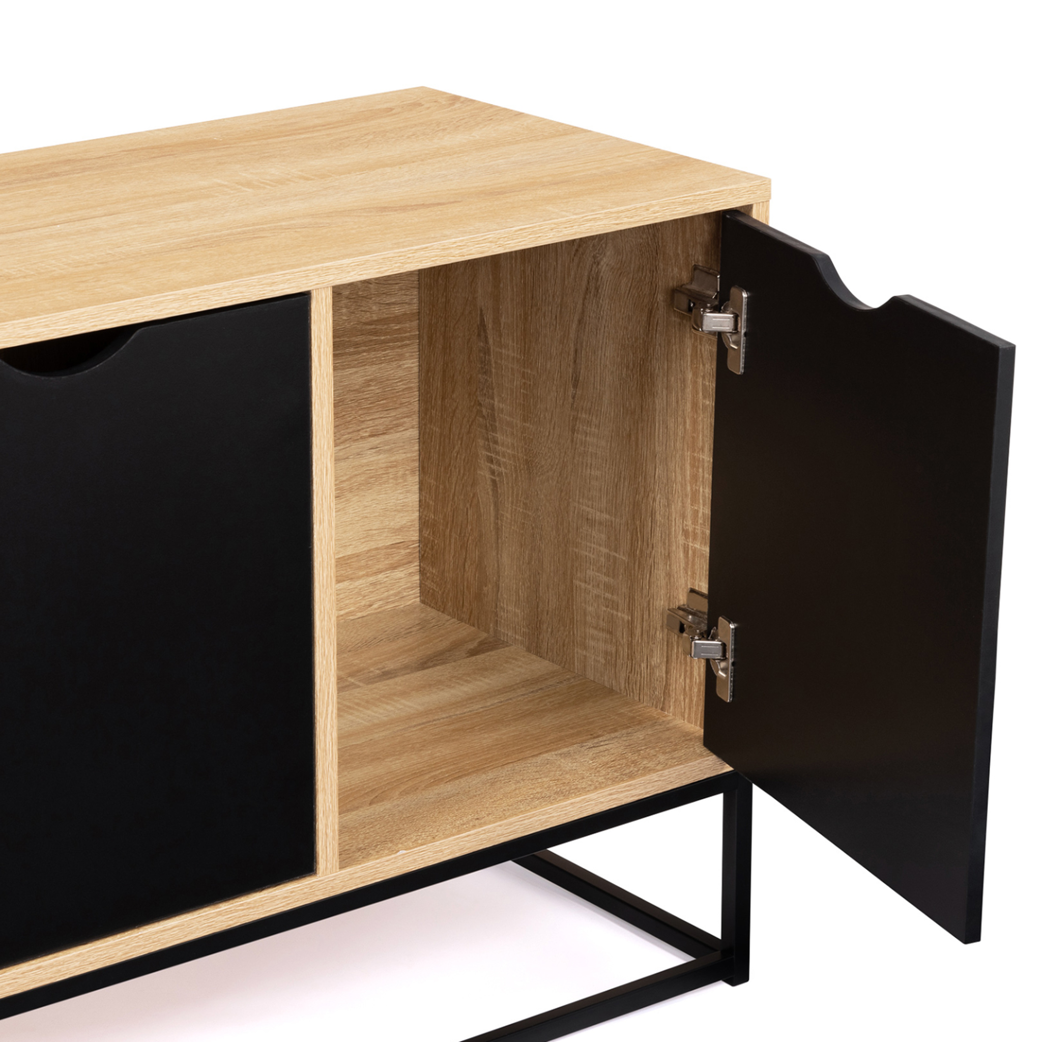 Voir la diapositive 5 : ID MARKET Buffet bas 113 cm boston 3 portes noires design industriel