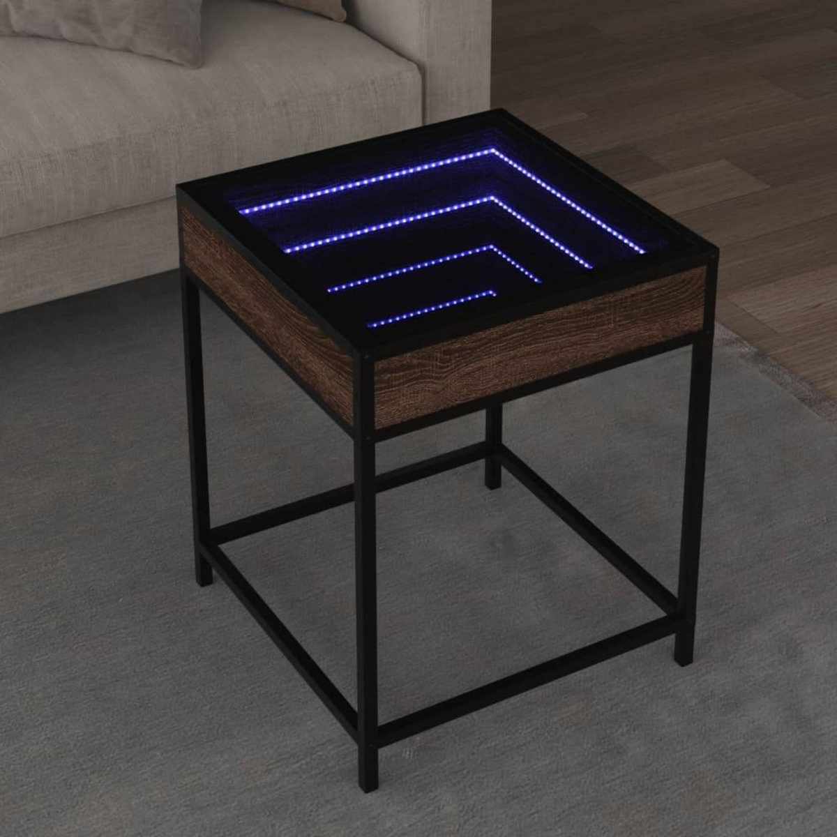 VIDAXL Table basse avec LED Infinity chene marron 40x40x51 cm