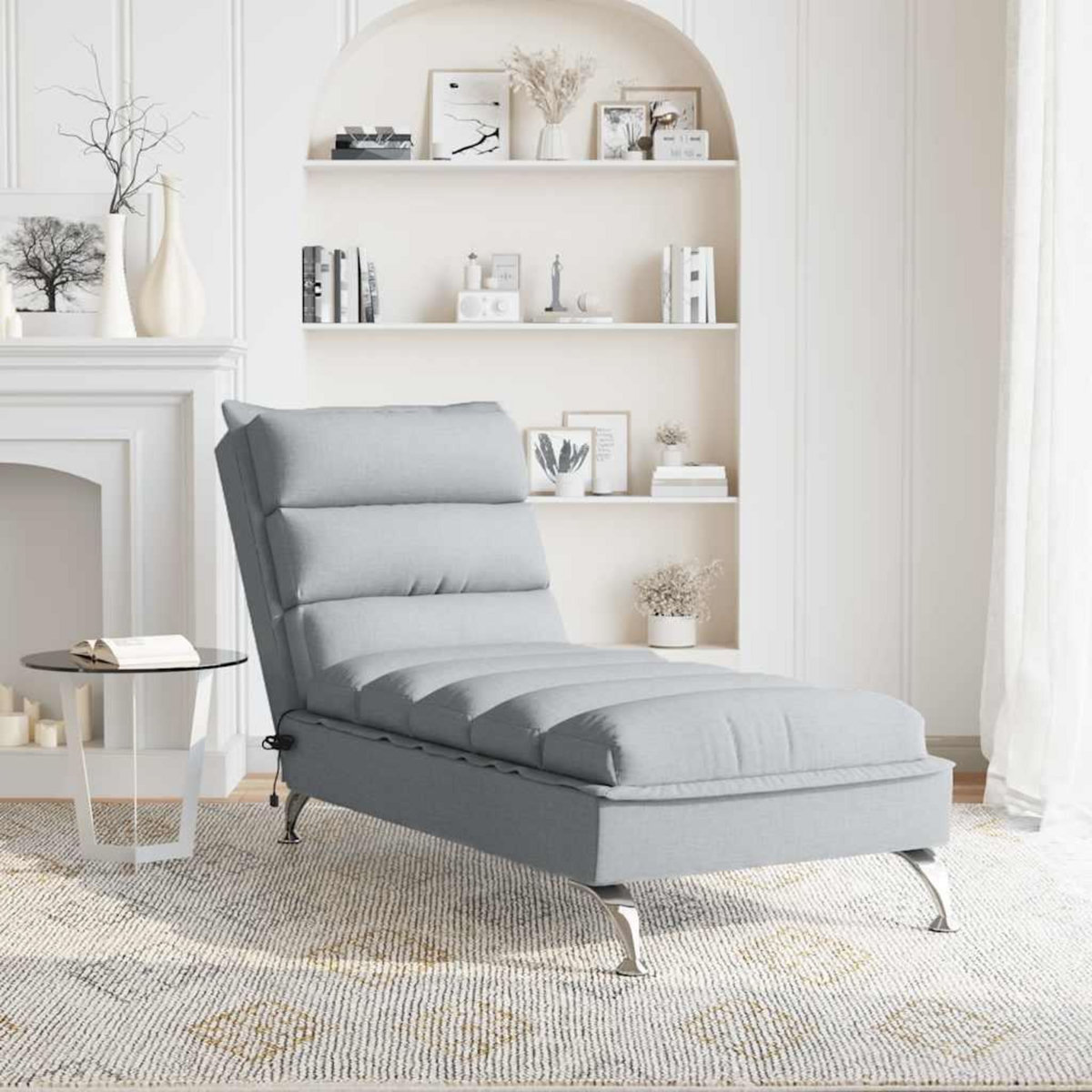 VIDAXL Chaise longue de massage avec coussins gris clair tissu