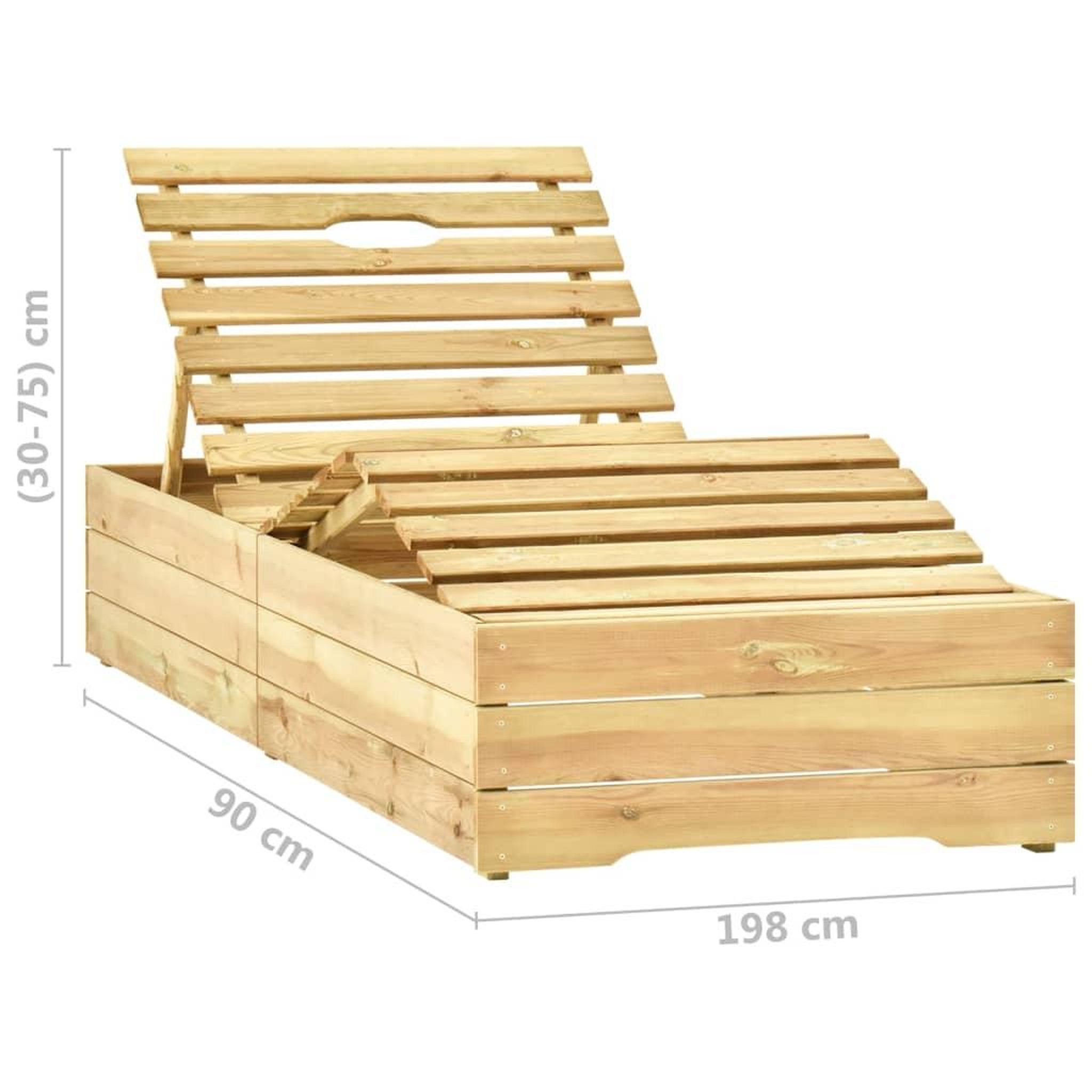 Voir la diapositive 6 : VIDAXL Chaise longue de jardin avec table et coussin Pin impregne