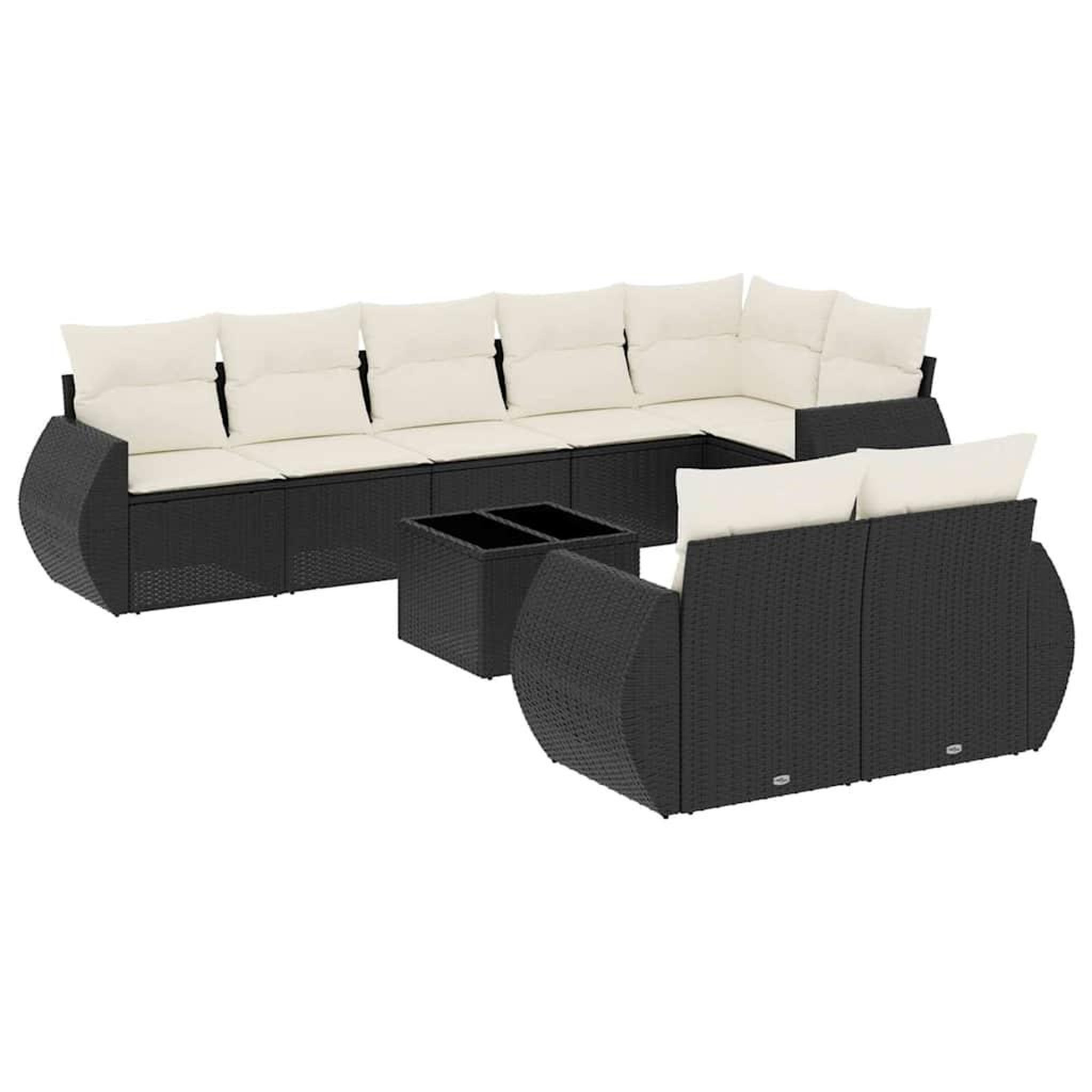 Voir la diapositive 2 : VIDAXL Salon de jardin 9 pcs avec coussins noir resine tressee