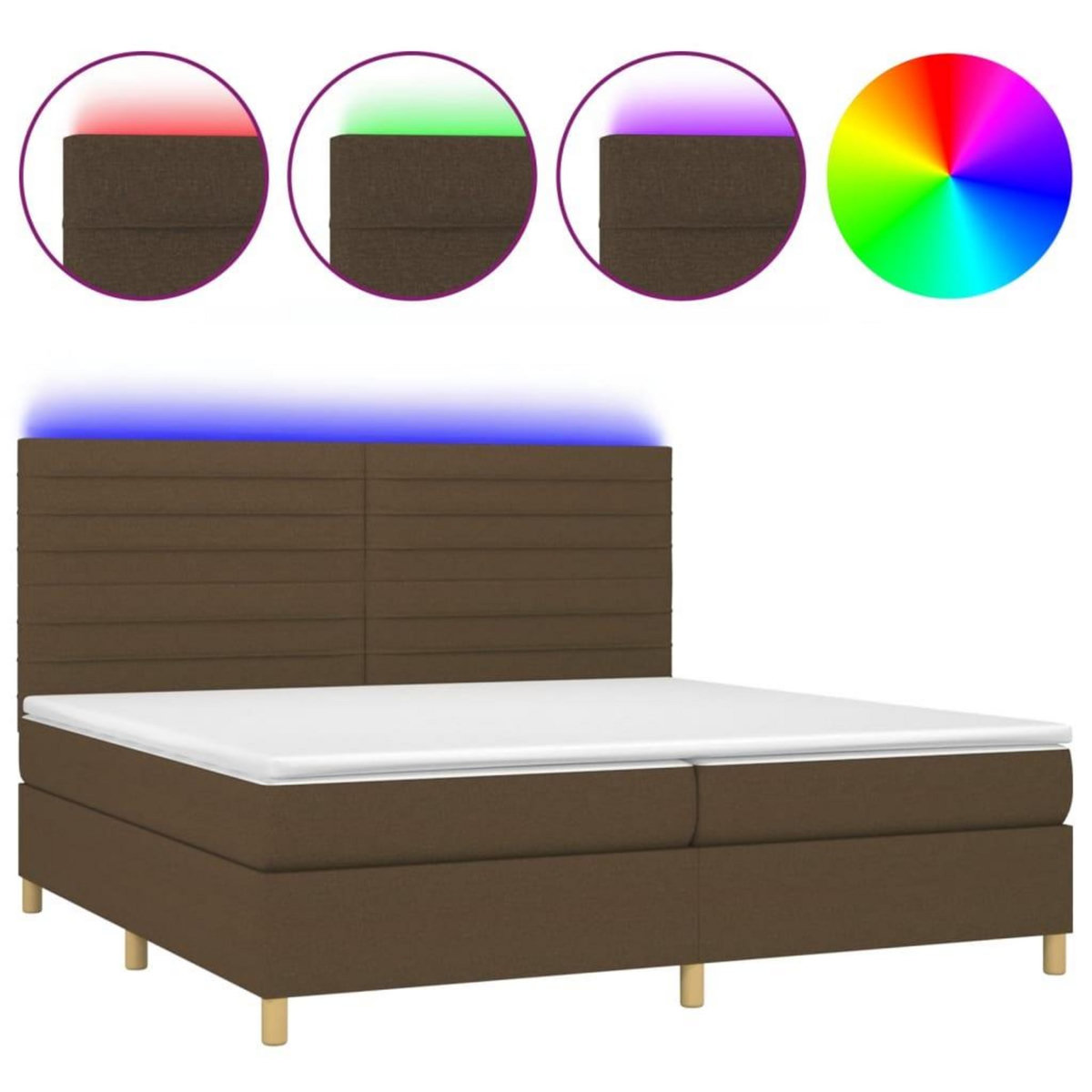 VIDAXL Sommier a lattes de lit matelas et LED Marron fonce 200x200 cm