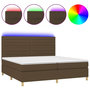 Voir la diapositive 2 : VIDAXL Sommier a lattes de lit matelas et LED Marron fonce 200x200 cm