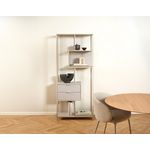 LISA DESIGN Anthea - étagère filaire métal avec plaquage en effet bois blanchi - avec tiroirs - 77 cm - gris. Coloris disponibles : Gris