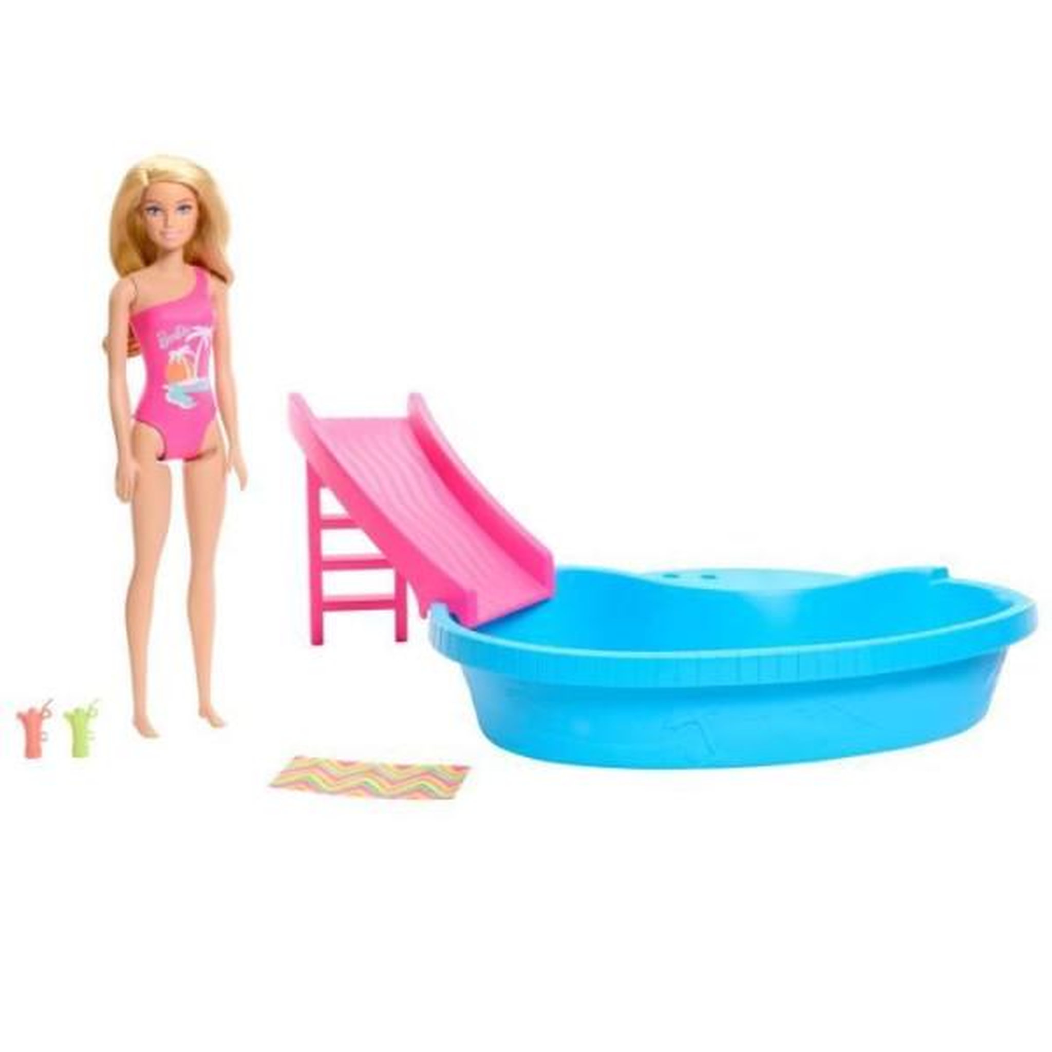 Voir la diapositive 4 : BARBIE Barbie-Poupée et accessoires-Coffret poupée blonde avec piscine de reve HRJ74