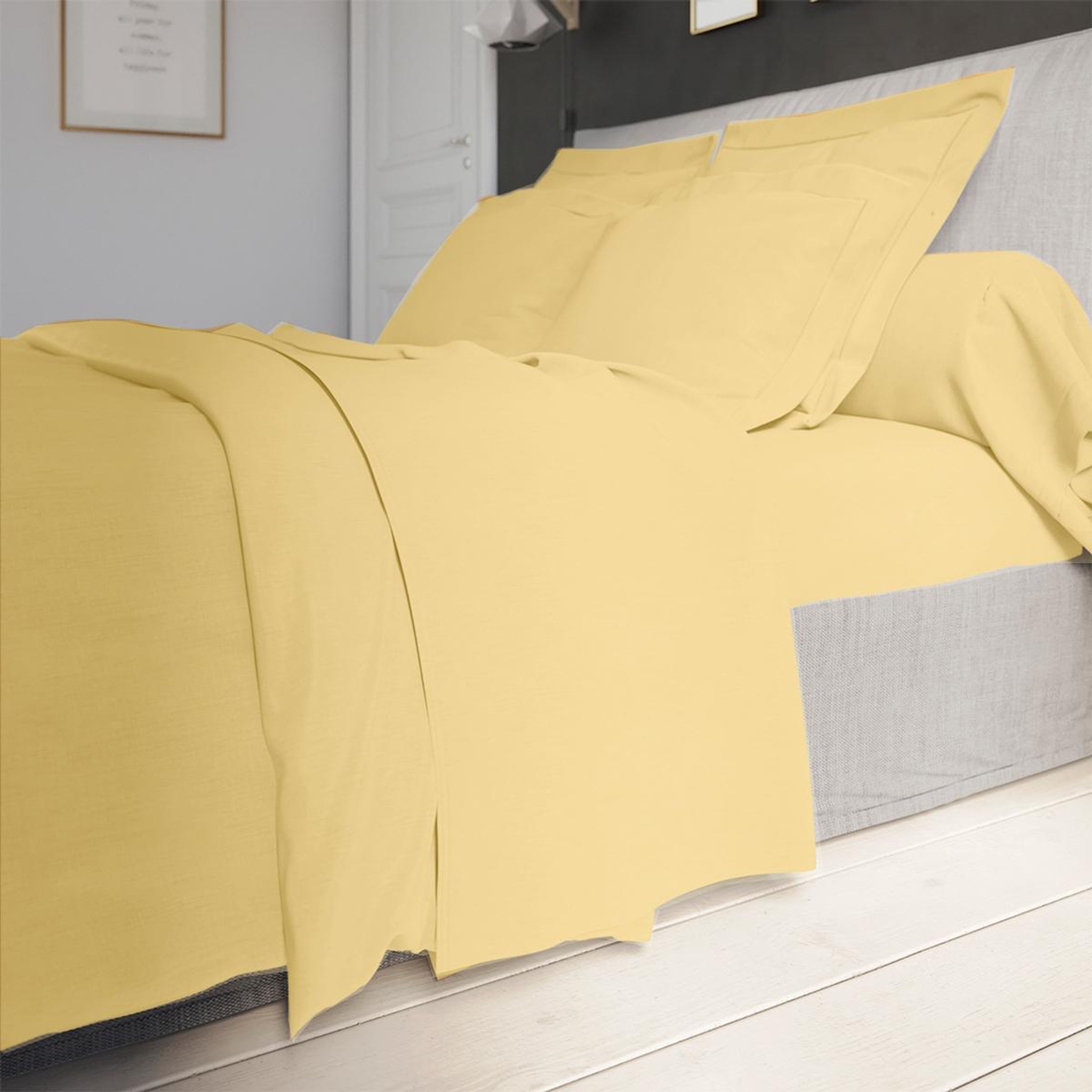 Voir la diapositive 2 : DODO Drap plat Influence Percale Mimosa