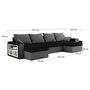 Voir la diapositive 5 : BEST MOBILIER Jonah - canapé panoramique en u 7 places convertible avec coffre et tablette en tissu