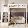 Voir la diapositive 2 : MERAX Lit combiné enfant 90x200cm bois et mdf coloris blanc+naturel