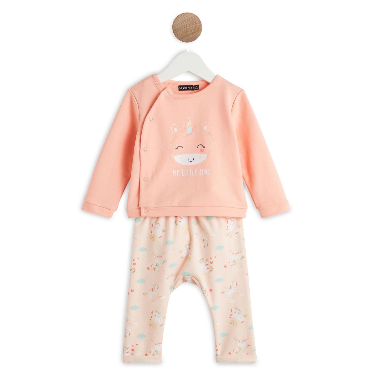 IN EXTENSO Ensemble sweat + pantalon molleton de naissance bébé fille