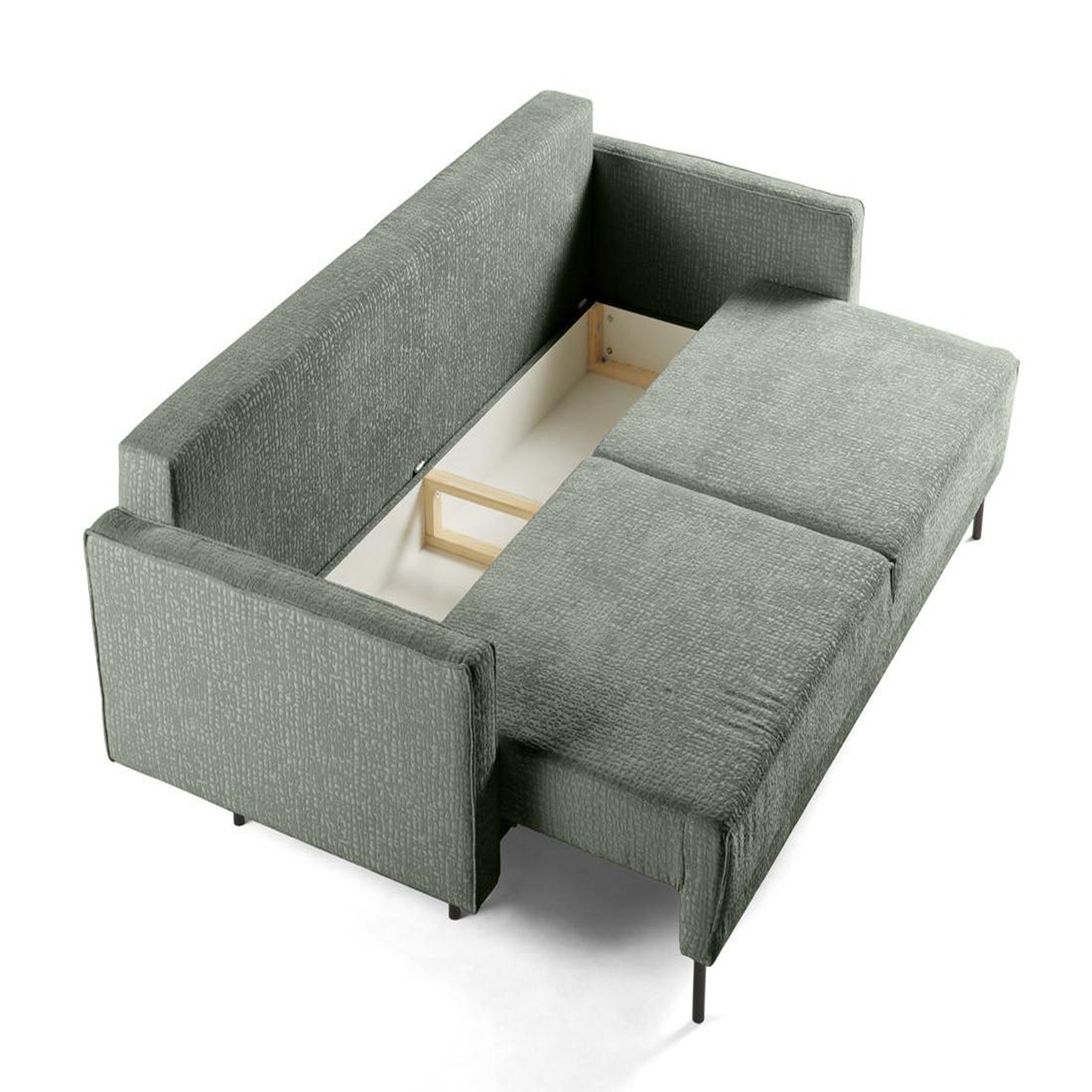 Voir la diapositive 6 : LISA DESIGN Charlie - canapé droit 3 places - convertible avec coffre - en tissu velours relief