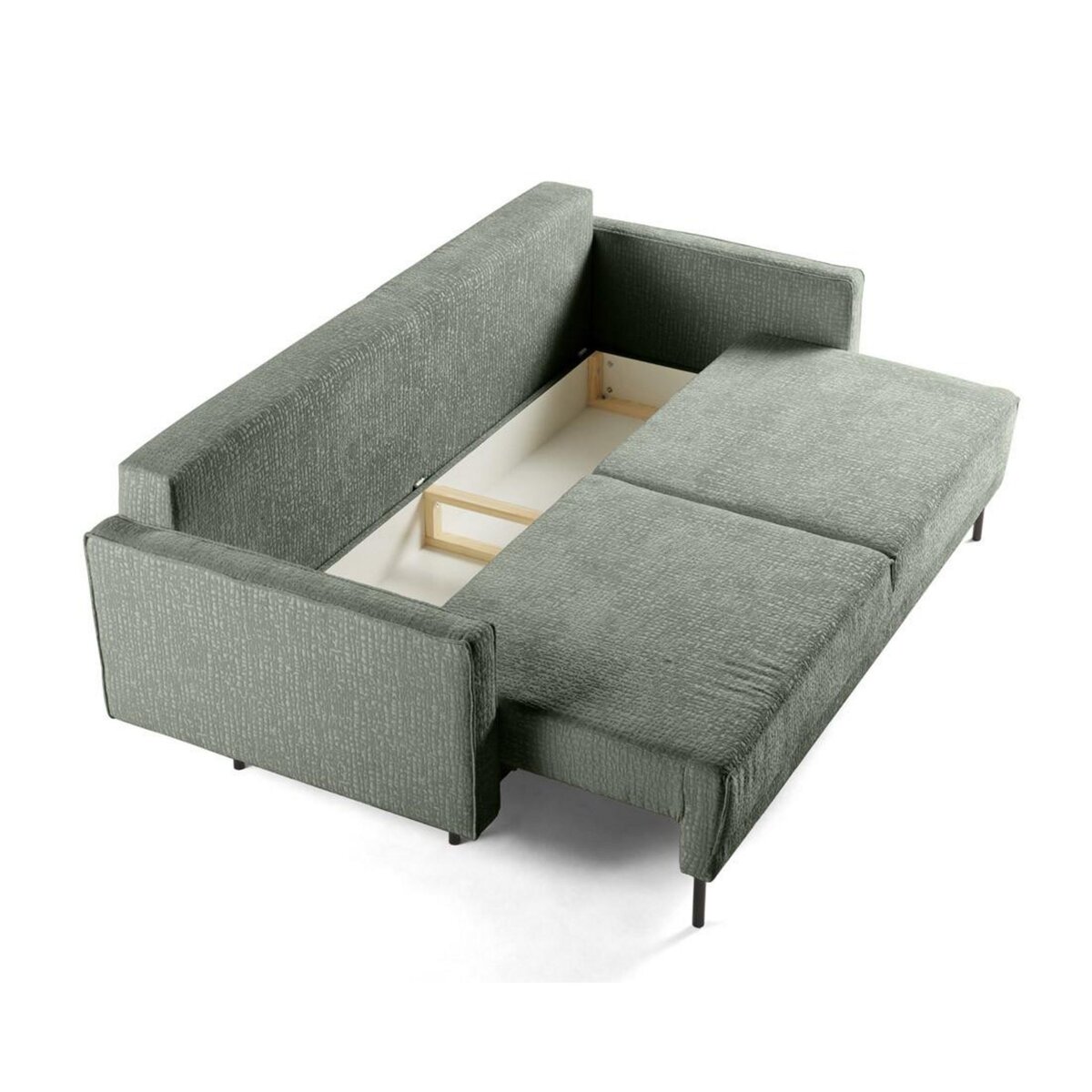 LISA DESIGN Charlie - canapé droit 3 places - convertible avec coffre - en tissu velours relief