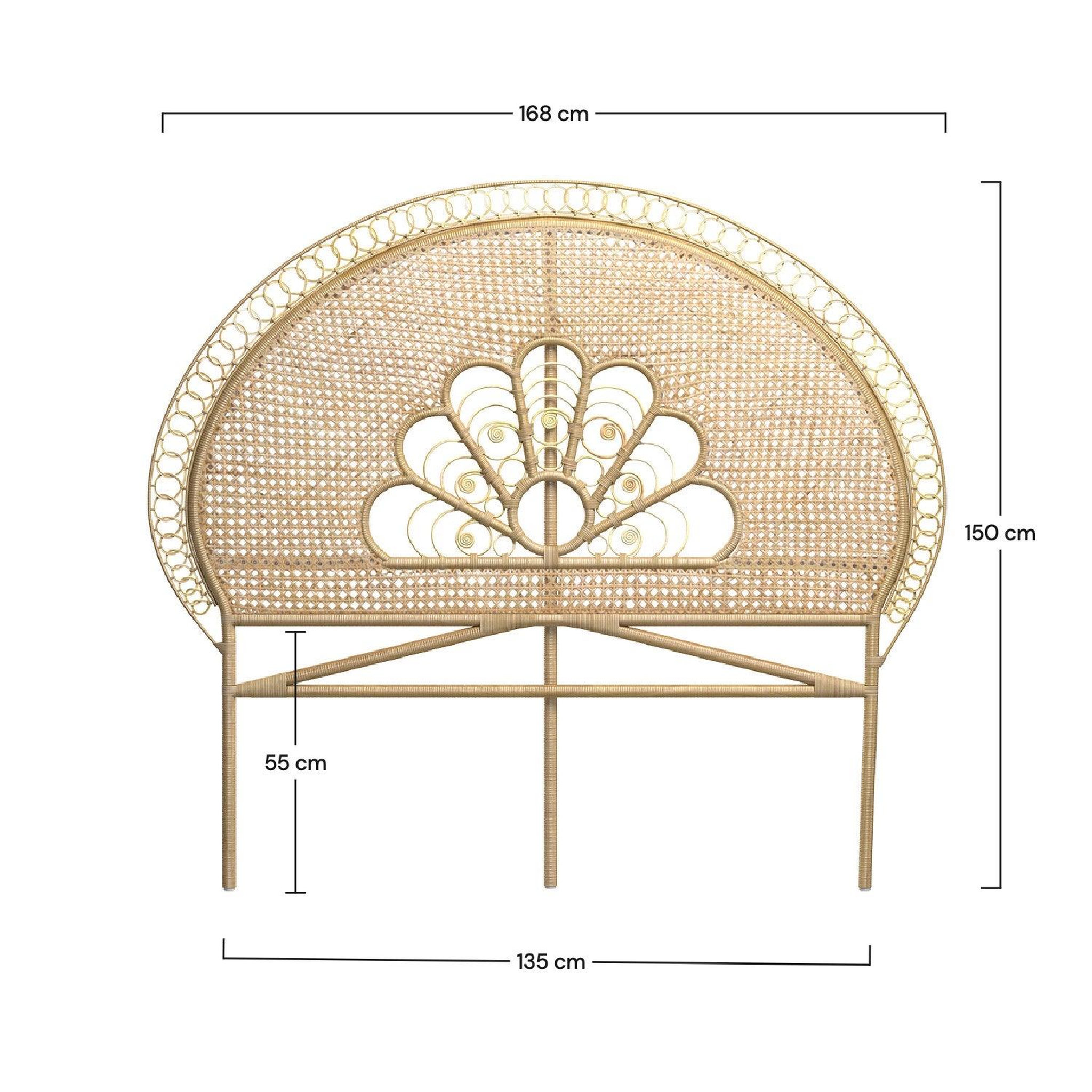 Voir la diapositive 4 : MAISON PAVANE Tête de lit 140 cm en rotin naturel-Gabriella