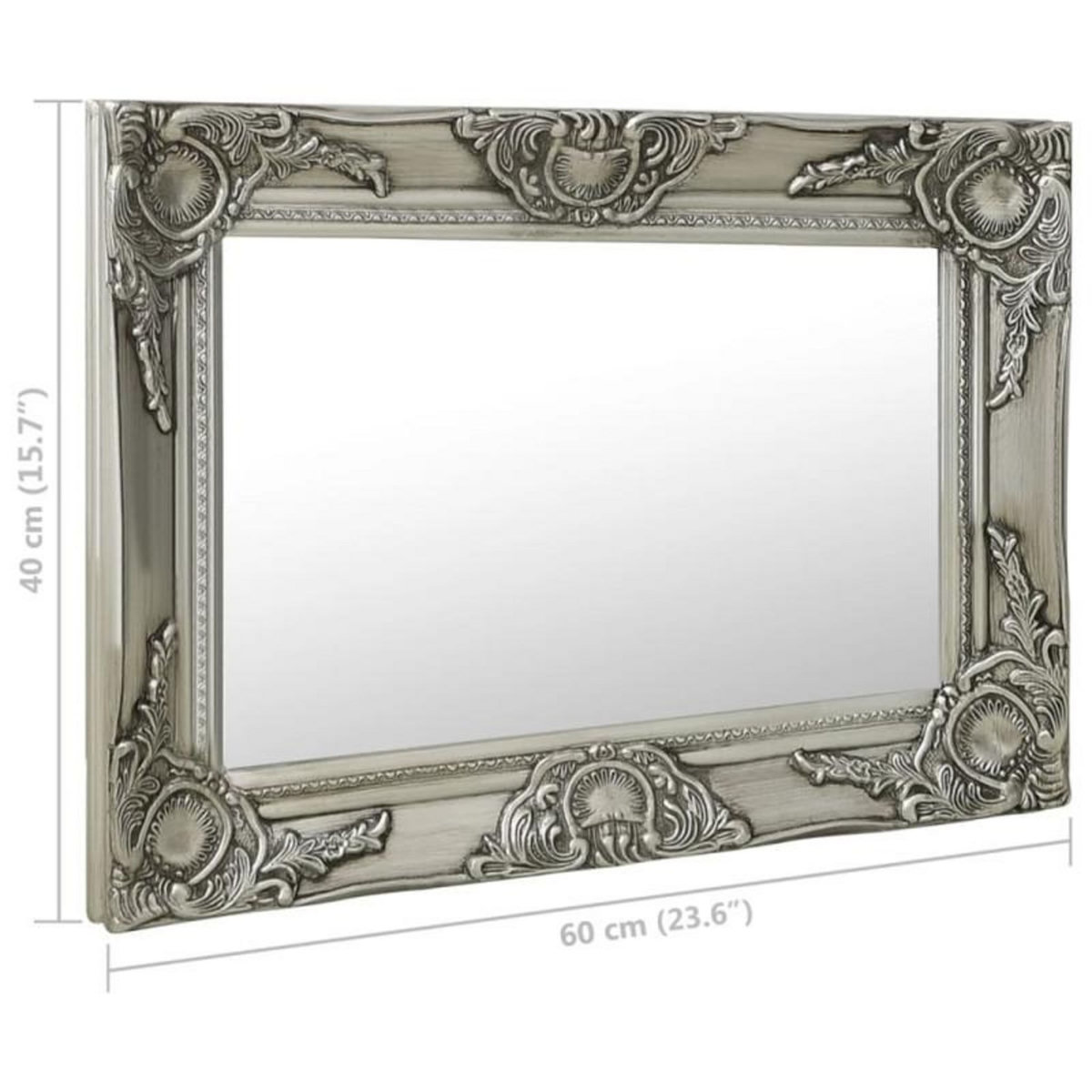 VIDAXL Miroir mural style baroque 60x40 cm Argenté