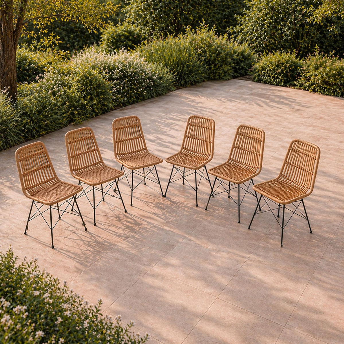CONCEPT USINE Lot de 6 chaises en résine tressée effet rotin BAGO