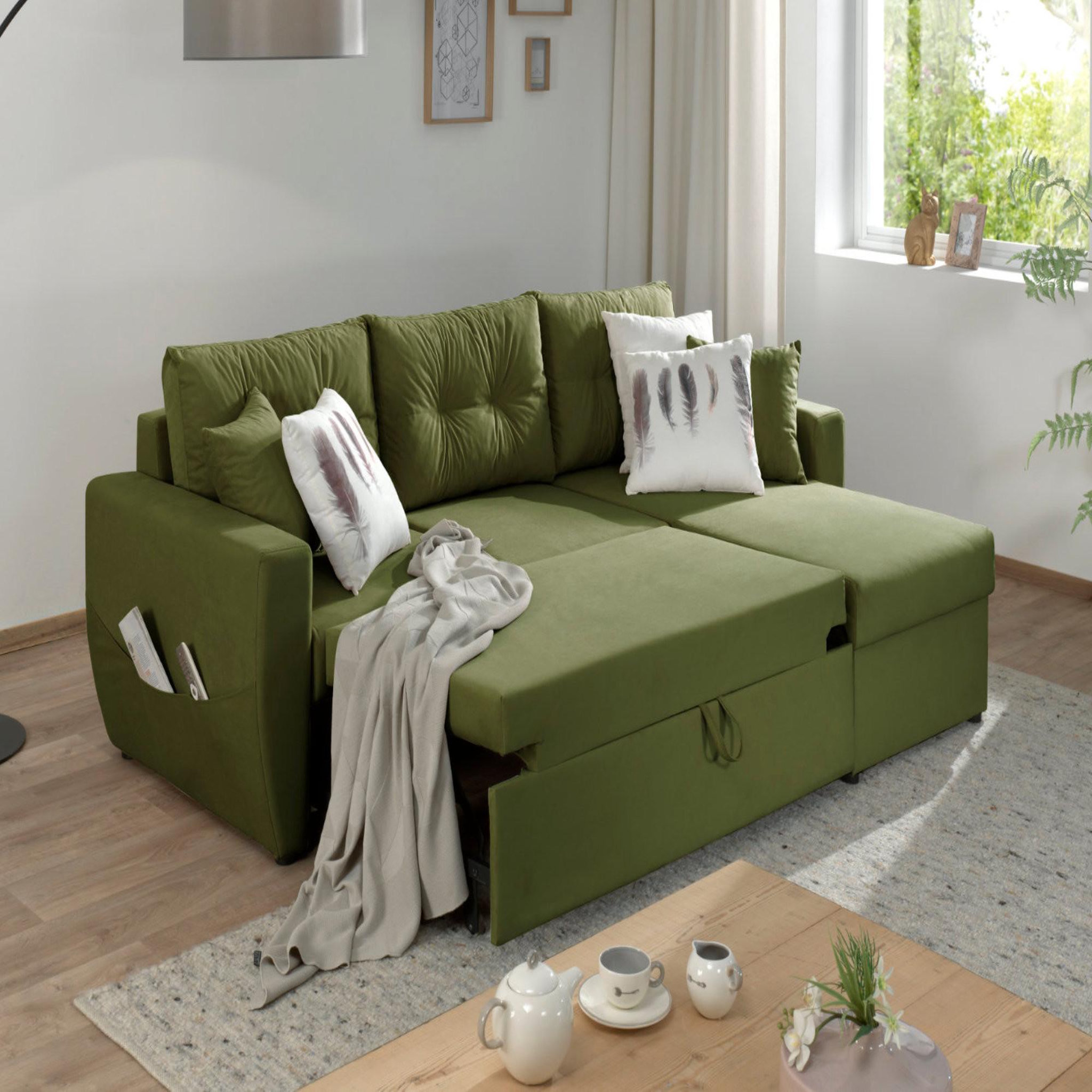 Voir la diapositive 3 : BEST MOBILIER Astoria - canapé d'angle réversible - convertible avec coffre - style contemporain- 4 places