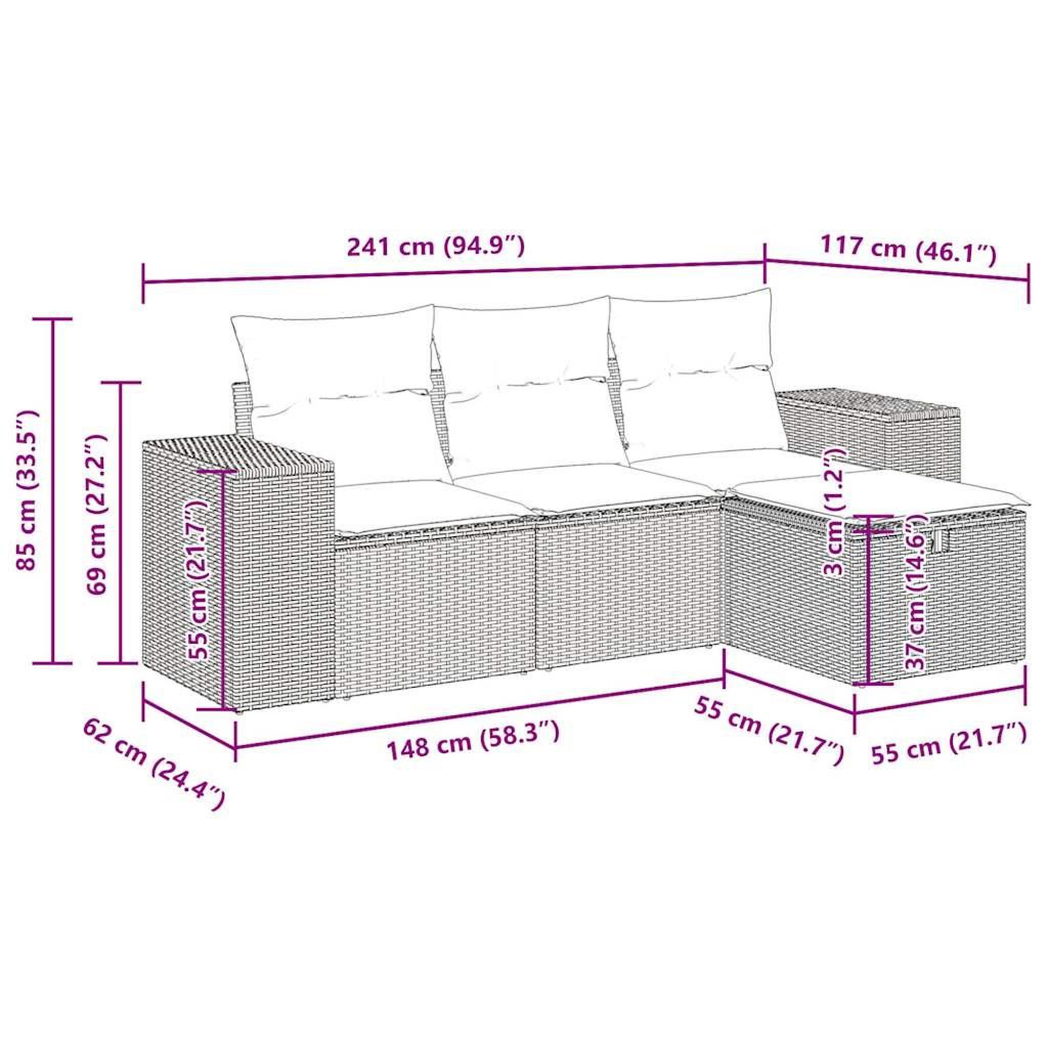 Voir la diapositive 6 : VIDAXL Salon de jardin avec coussins 4 pcs beige resine tressee