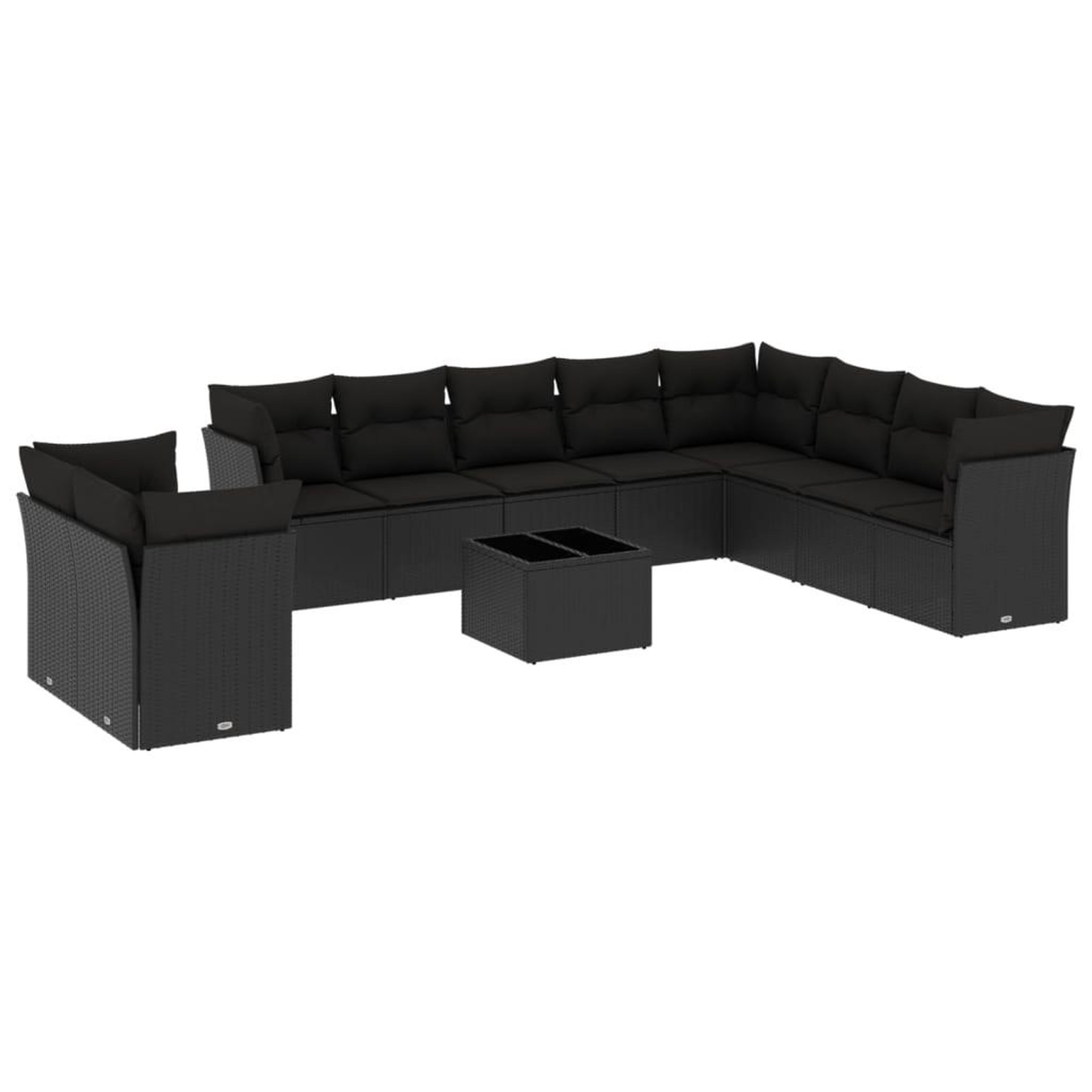 Voir la diapositive 2 : VIDAXL Salon de jardin 11 pcs avec coussins noir resine tressee