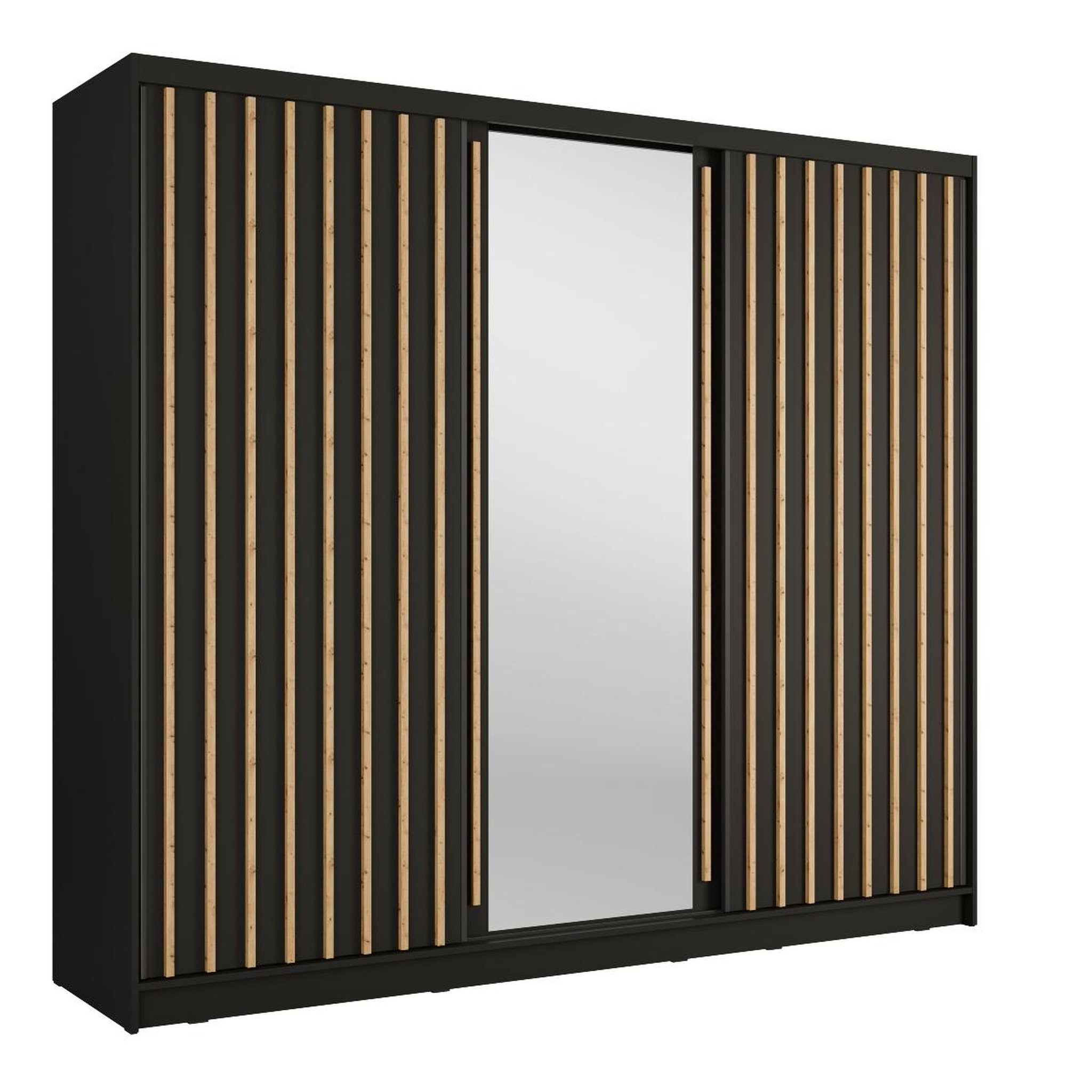 JLC KREATION Dressing coulissant noir et bois 250cm celia