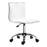 HOMCOM Chaise de bureau design style Chesterfield acier chromé revêtement synthétique blanc