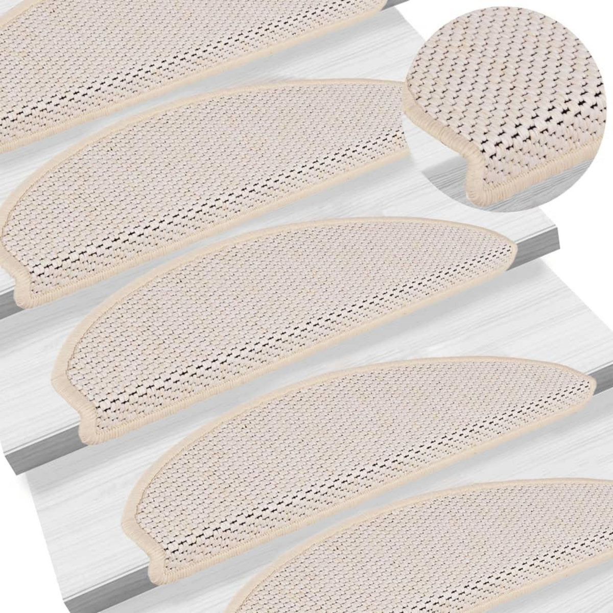 VIDAXL Tapis d'escalier autocollants aspect sisal 15 pcs 65x21x4 cm