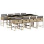 Voir la diapositive 2 : VIDAXL Ensemble a manger de jardin et coussins 9 pcs melange beige