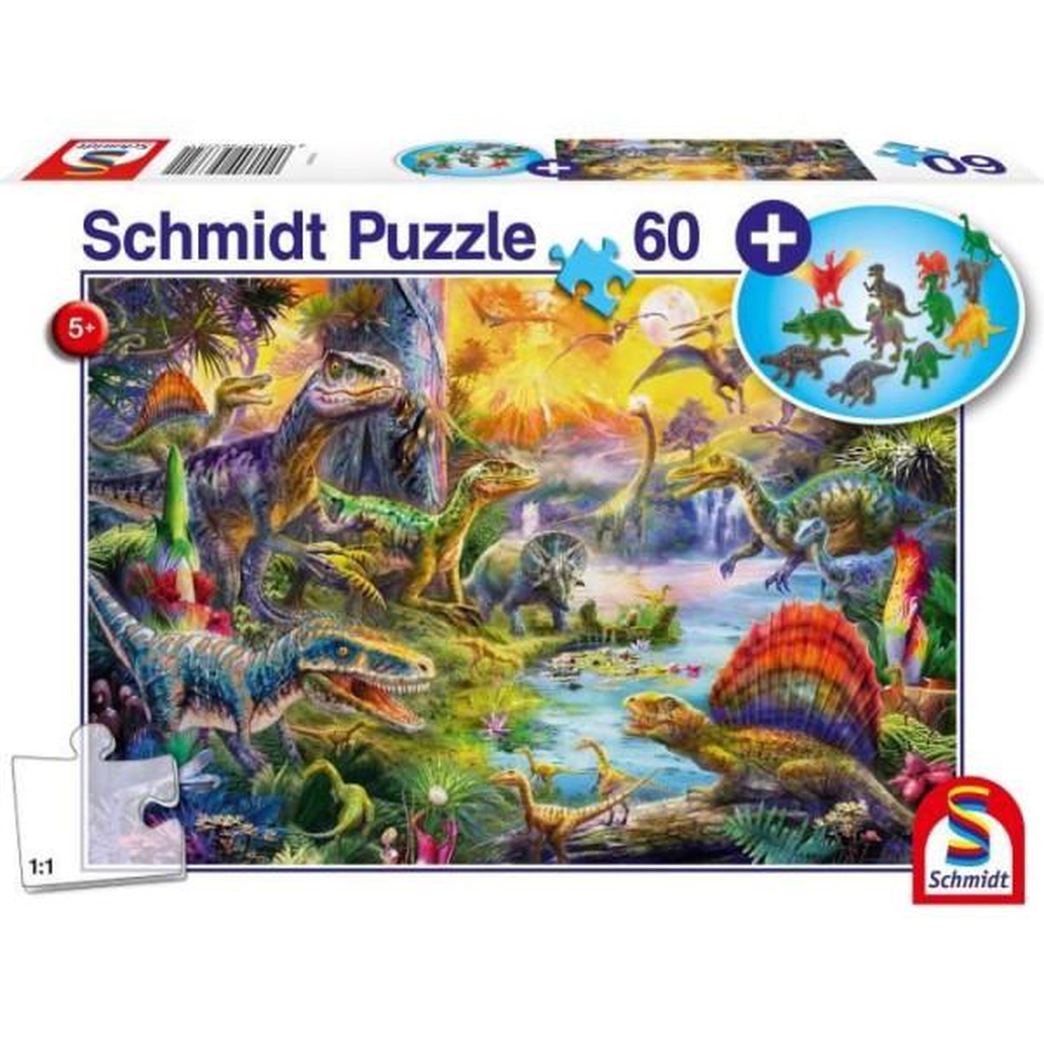 Schmidt Spiele Dinosaures - avec add on (figurines de dinosaures) - 60 pcs - SCHMIDT SPIELE
