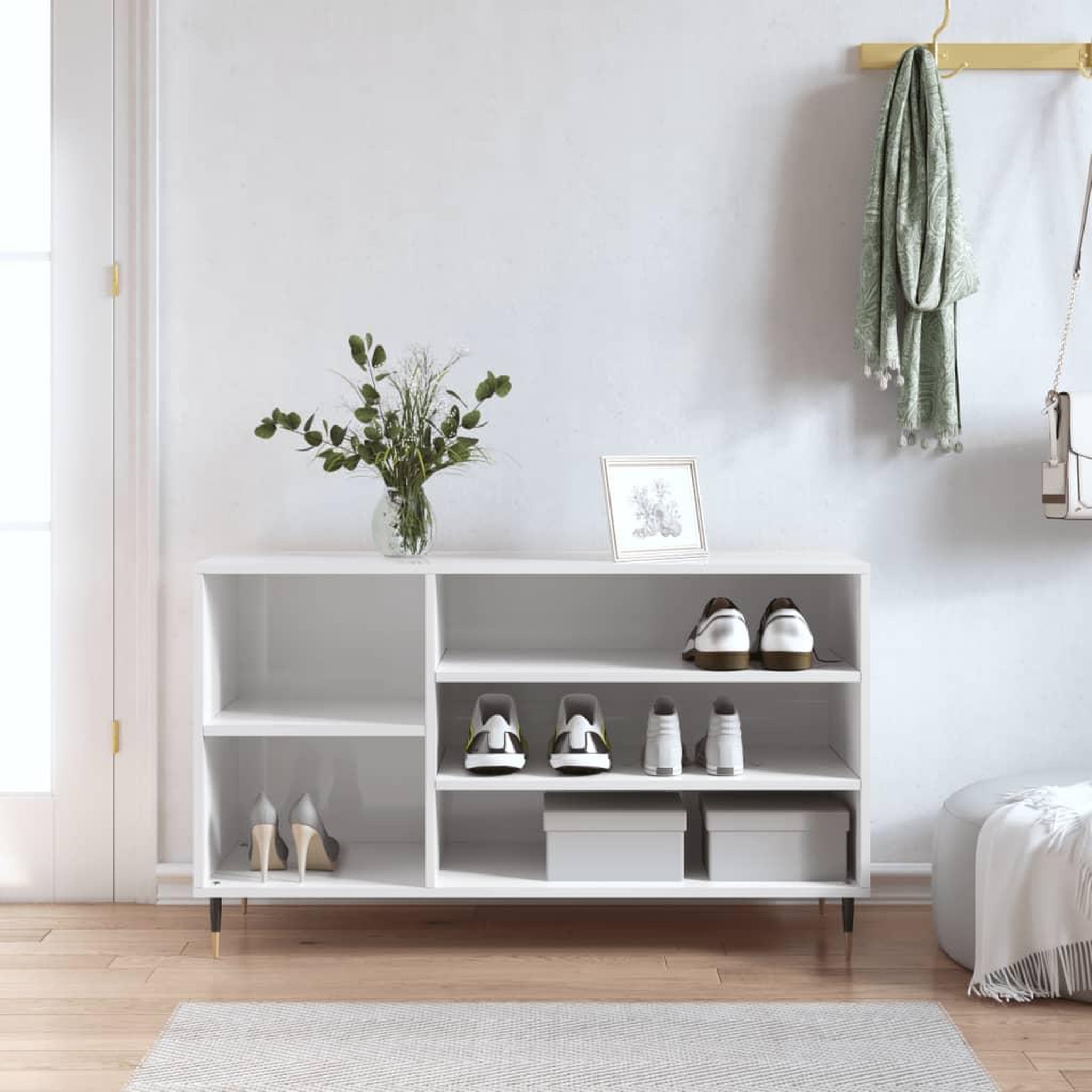 VIDAXL Armoire a chaussure Blanc brillant 102x36x60 cm Bois ingenierie