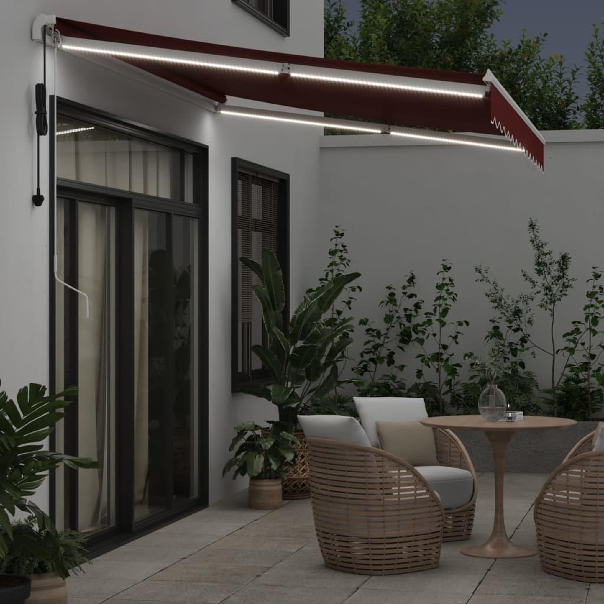 Voir la diapositive 3 : VIDAXL Auvent retractable automatique avec LED bordeaux 350x250 cm