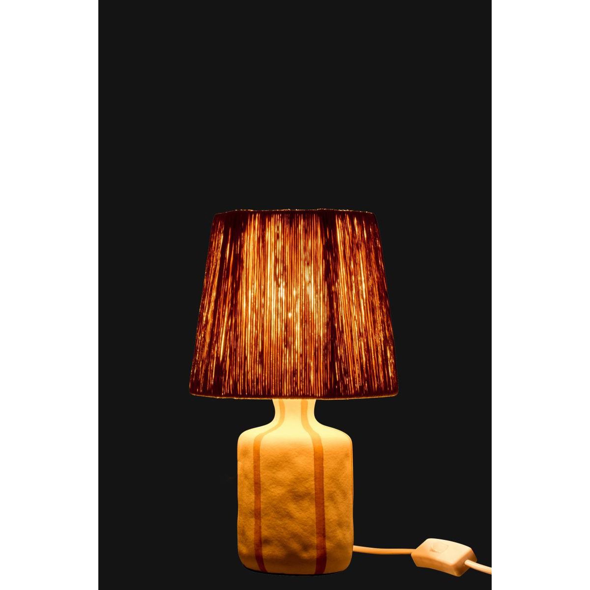 Voir la diapositive 4 : J-LINE Lampe à poser à rayures  irvin  34cm naturel & blanc