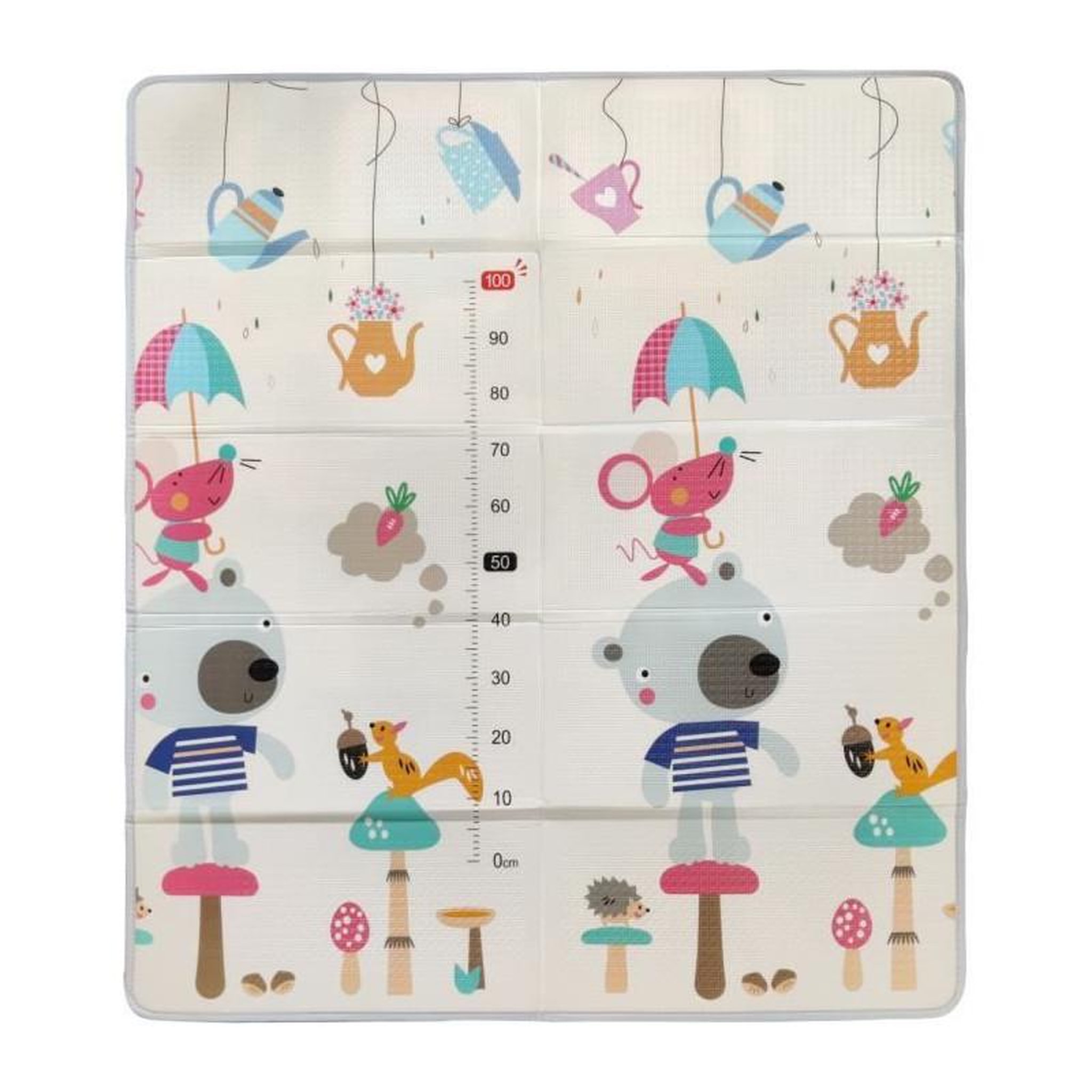 Voir la diapositive 2 : TINEO Maxi tapis d'éveil réversible - TINEO - 150 x 180 cm - Facade animaux / Circuit de voitures