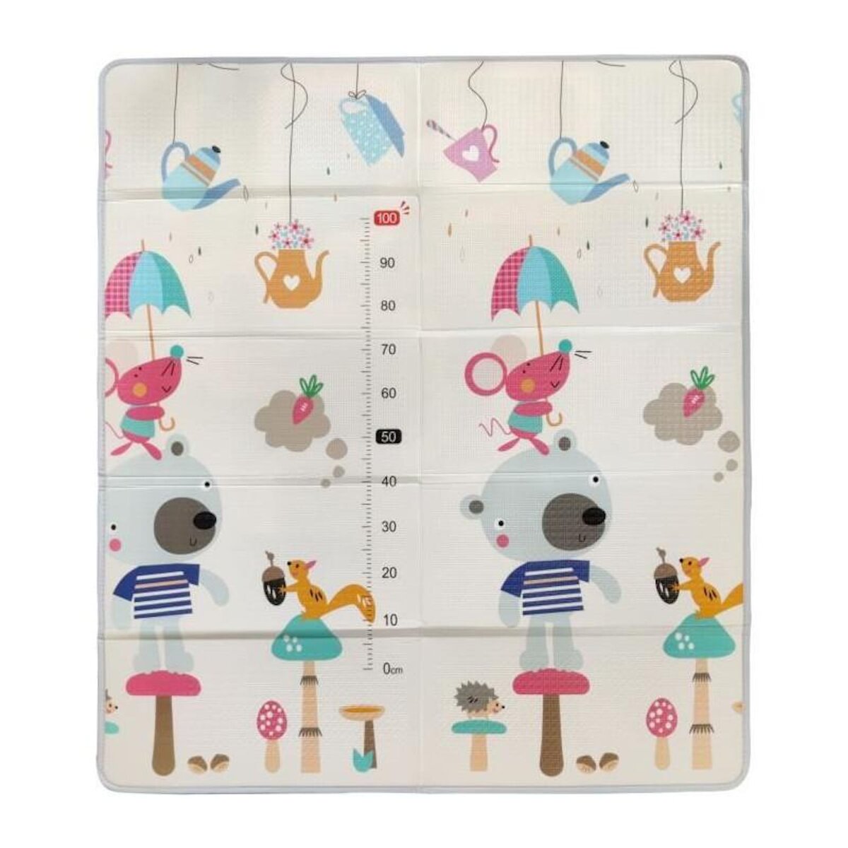 TINEO Maxi tapis d'éveil réversible - TINEO - 150 x 180 cm - Facade animaux / Circuit de voitures